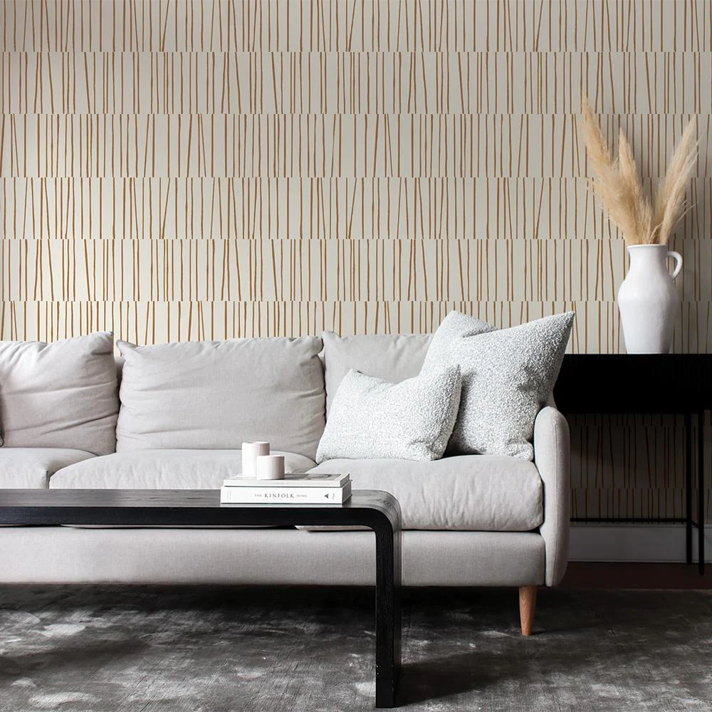 Tempaper Stripe Lines By Bobby Berk Neutral Tan Peel And Stick Wallpaper, 28 Sq. Ft. - Image 3