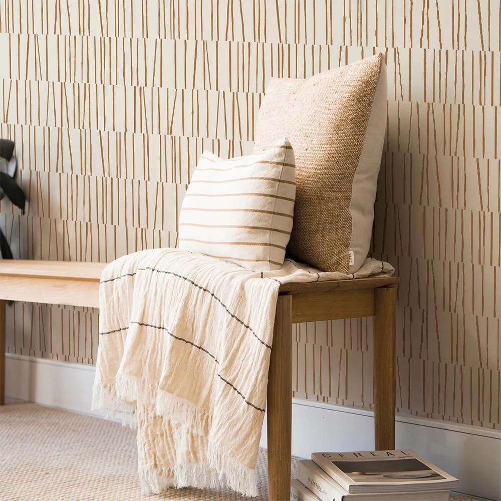 Tempaper Stripe Lines By Bobby Berk Neutral Tan Peel And Stick Wallpaper, 28 Sq. Ft. - Image 4