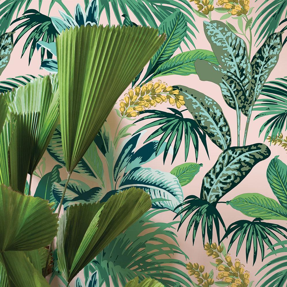 Tempaper Sunset Palms Pink And Green Peel And Stick Wallpaper, 28 Sq. Ft. - Image 3