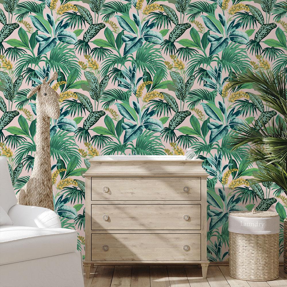 Tempaper Sunset Palms Pink And Green Peel And Stick Wallpaper, 28 Sq. Ft. - Image 6