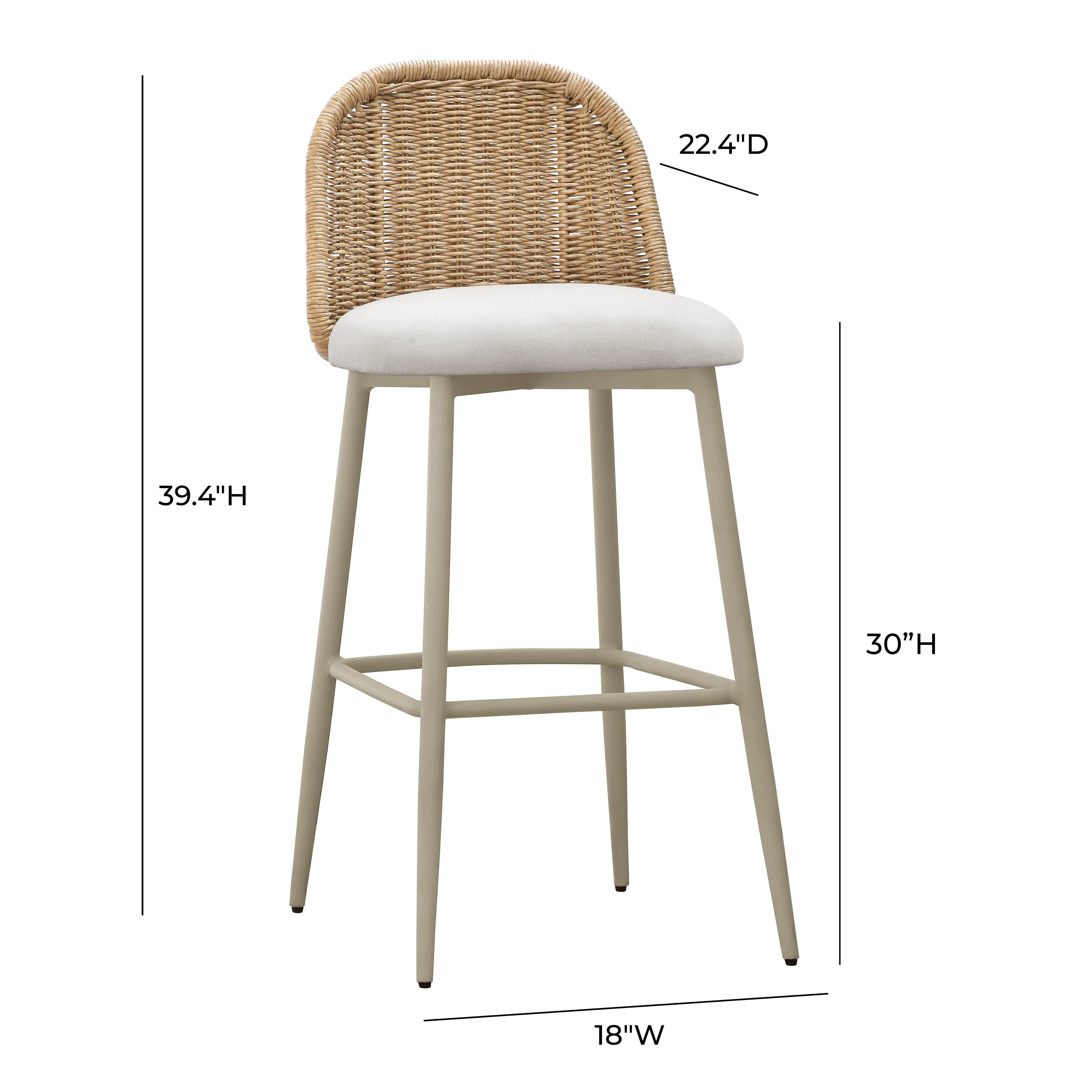 Tov Alexa Performance Fabric Outdoor Stool Bar Height - Image 3