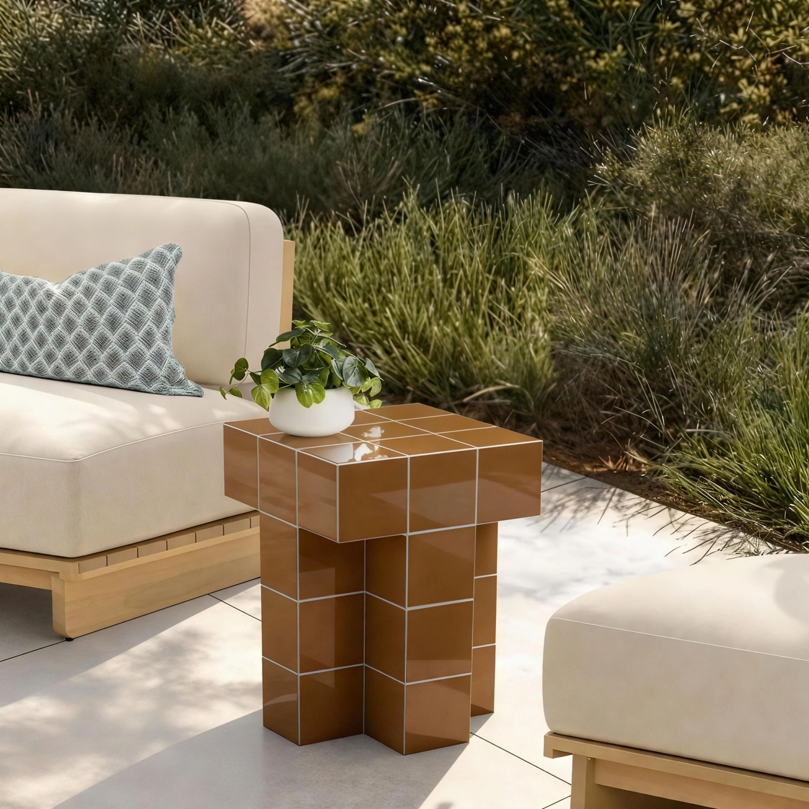 Tov Alma Tile Concrete Indoor/Outdoor Side Table - Image 3