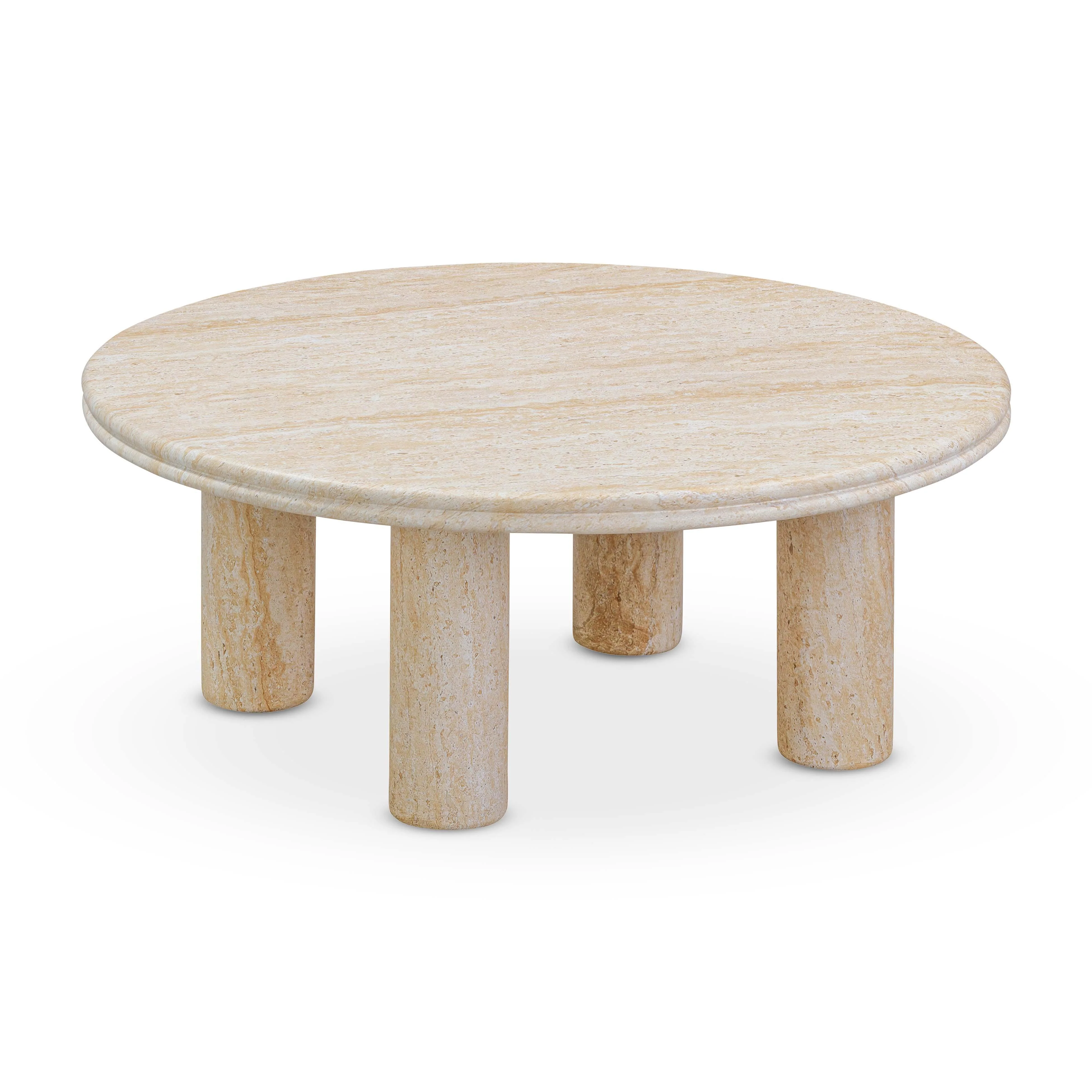 Tov Amora Faux Travertine Indoor/Outdoor Round Accent Table (26"-32") 32" - Image 3