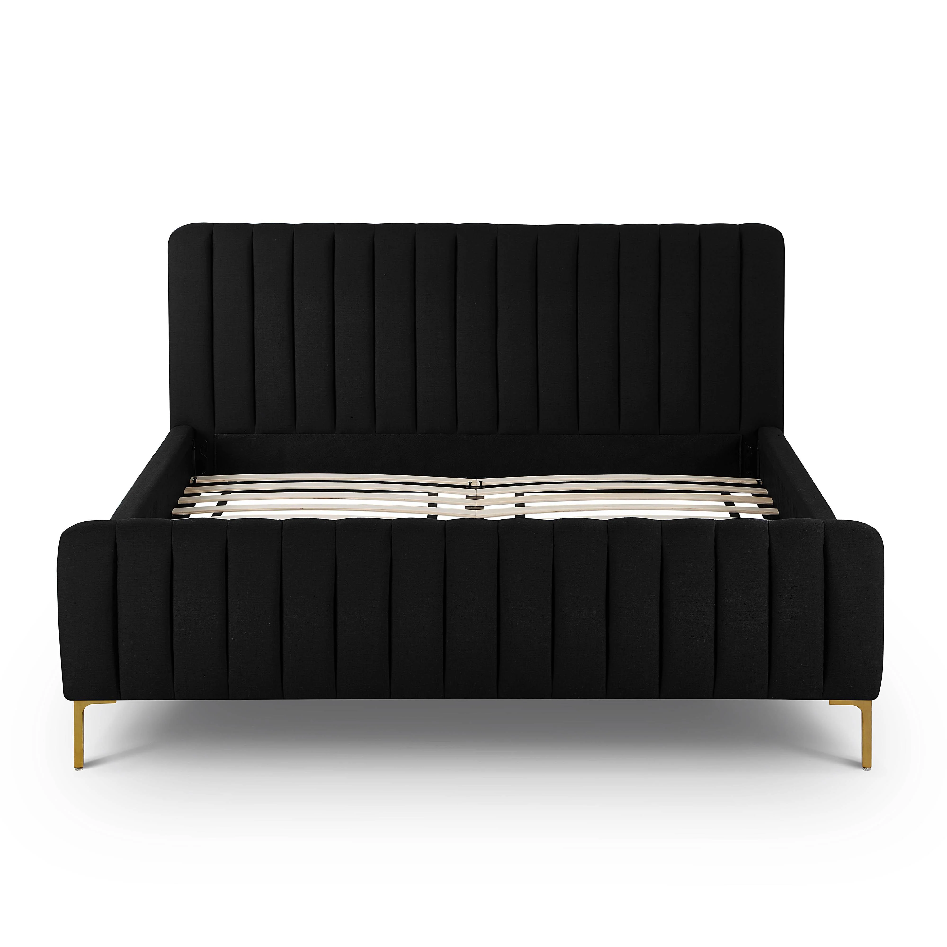 Tov Angela Black Upcycled Linen Queen Bed - Image 6