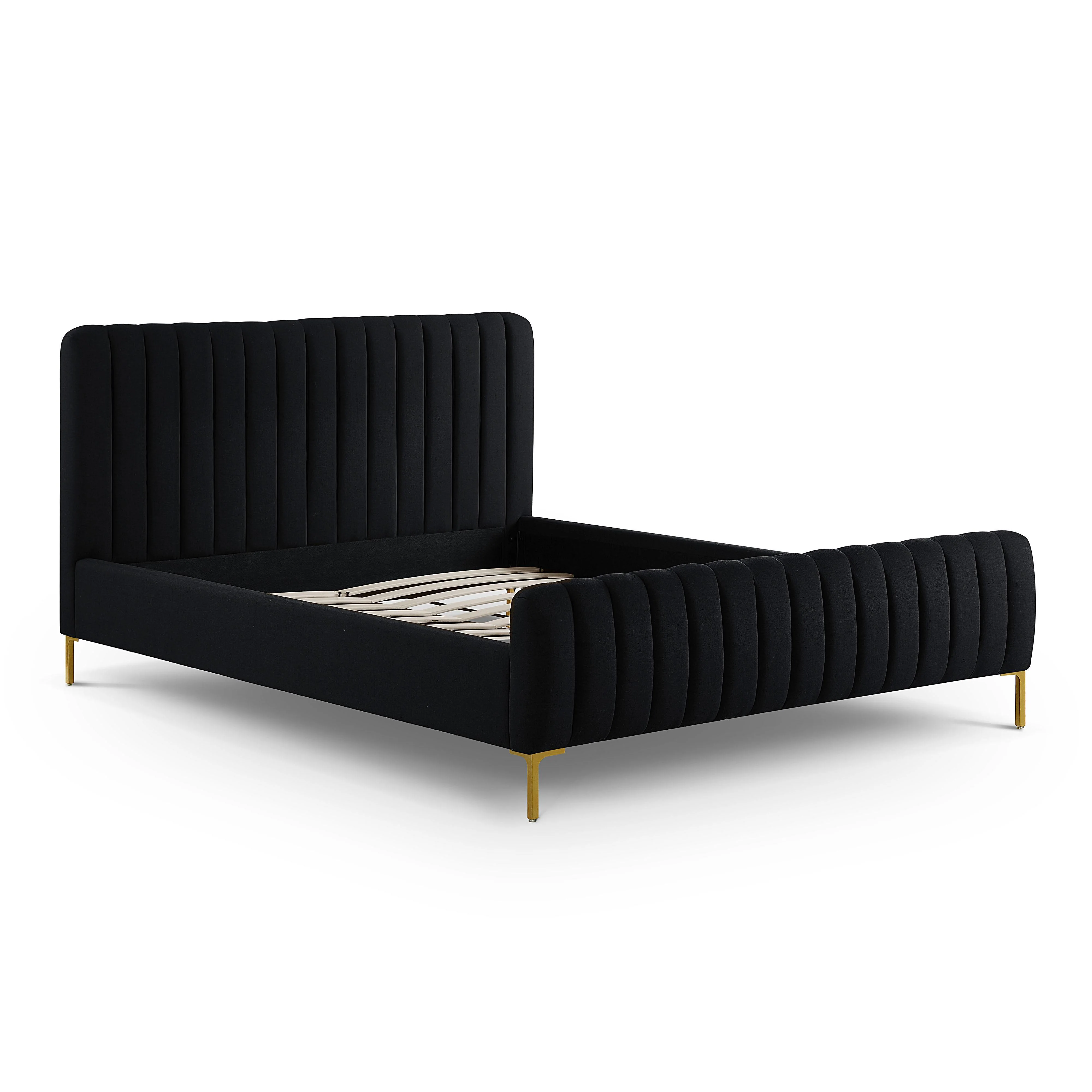 Tov Angela Black Upcycled Linen Queen Bed - Image 7