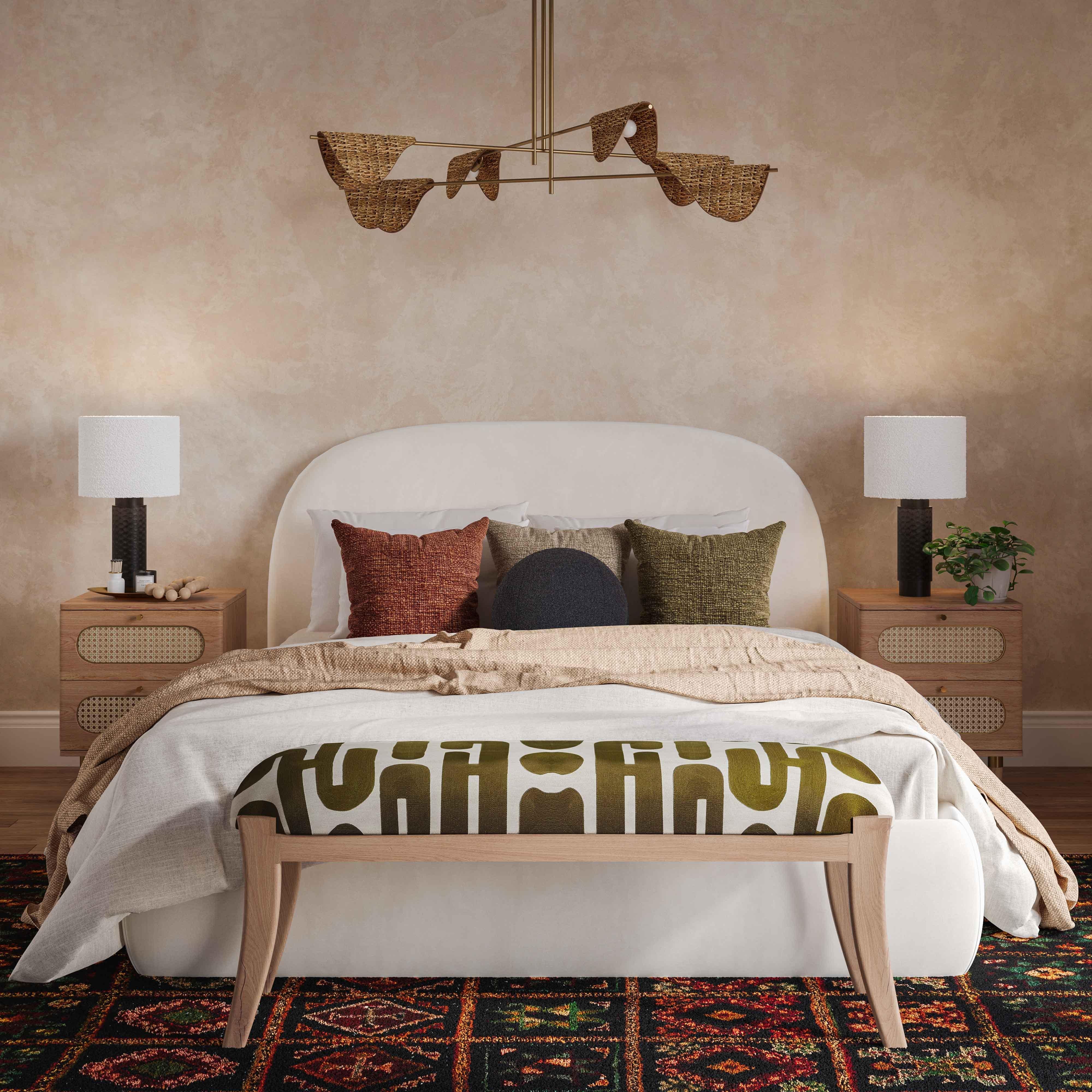 Tov Arielle 48" Olive &Amp; White Embroidered Bench - Image 3