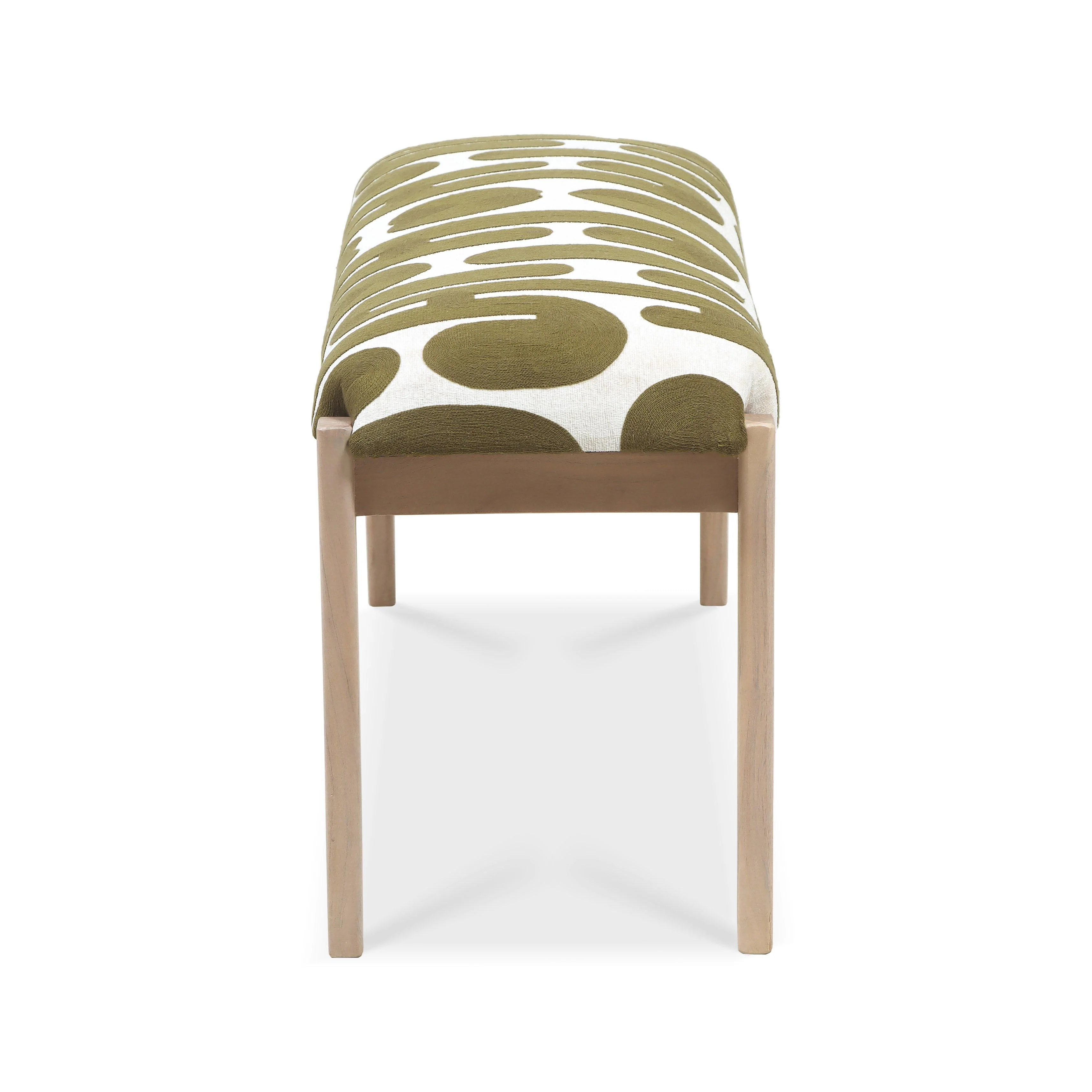 Tov Arielle 48" Olive &Amp; White Embroidered Bench - Image 5