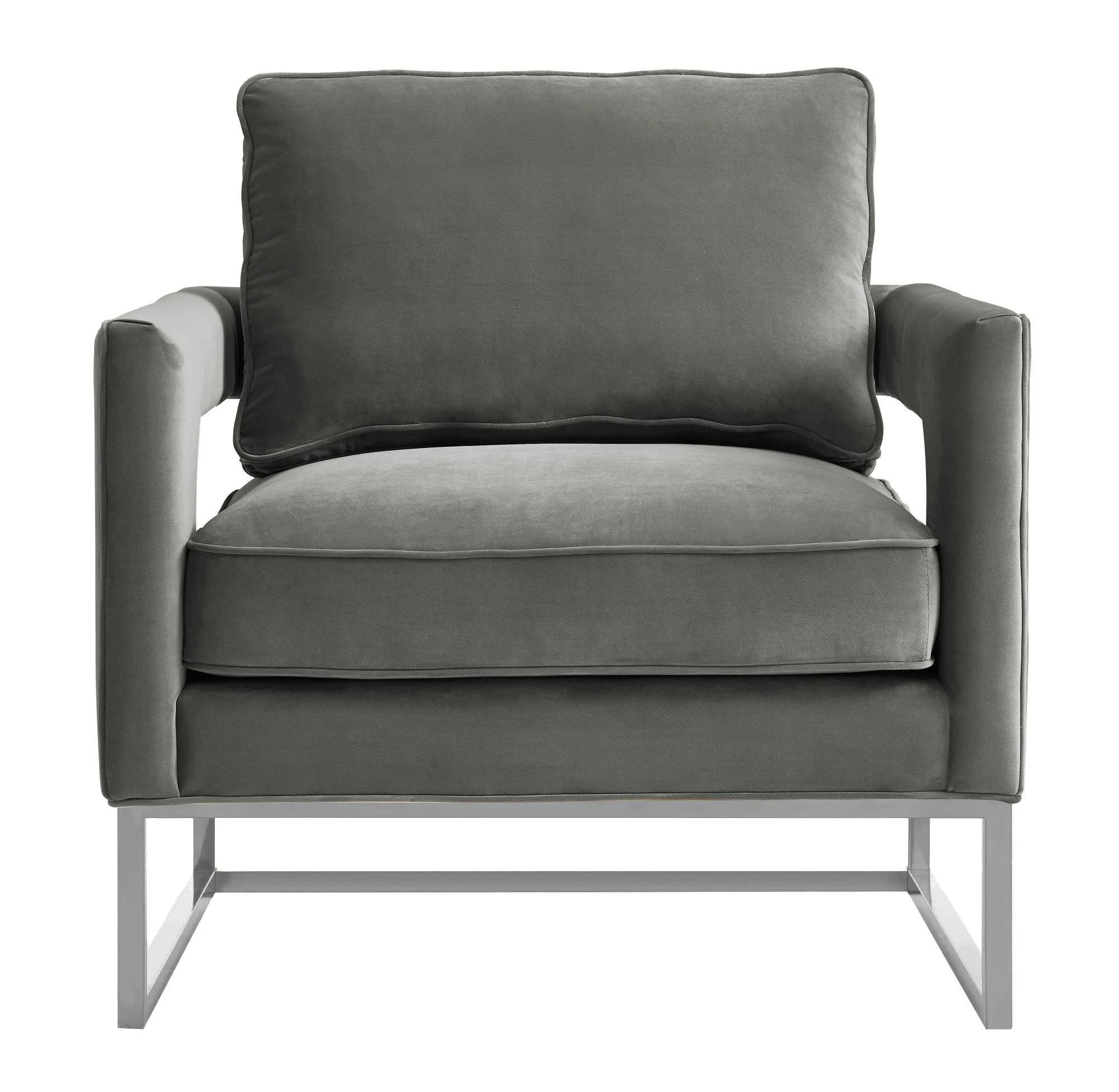 Tov Avery Grey Performance Velvet Accent Chair With Silver Base - Image 5