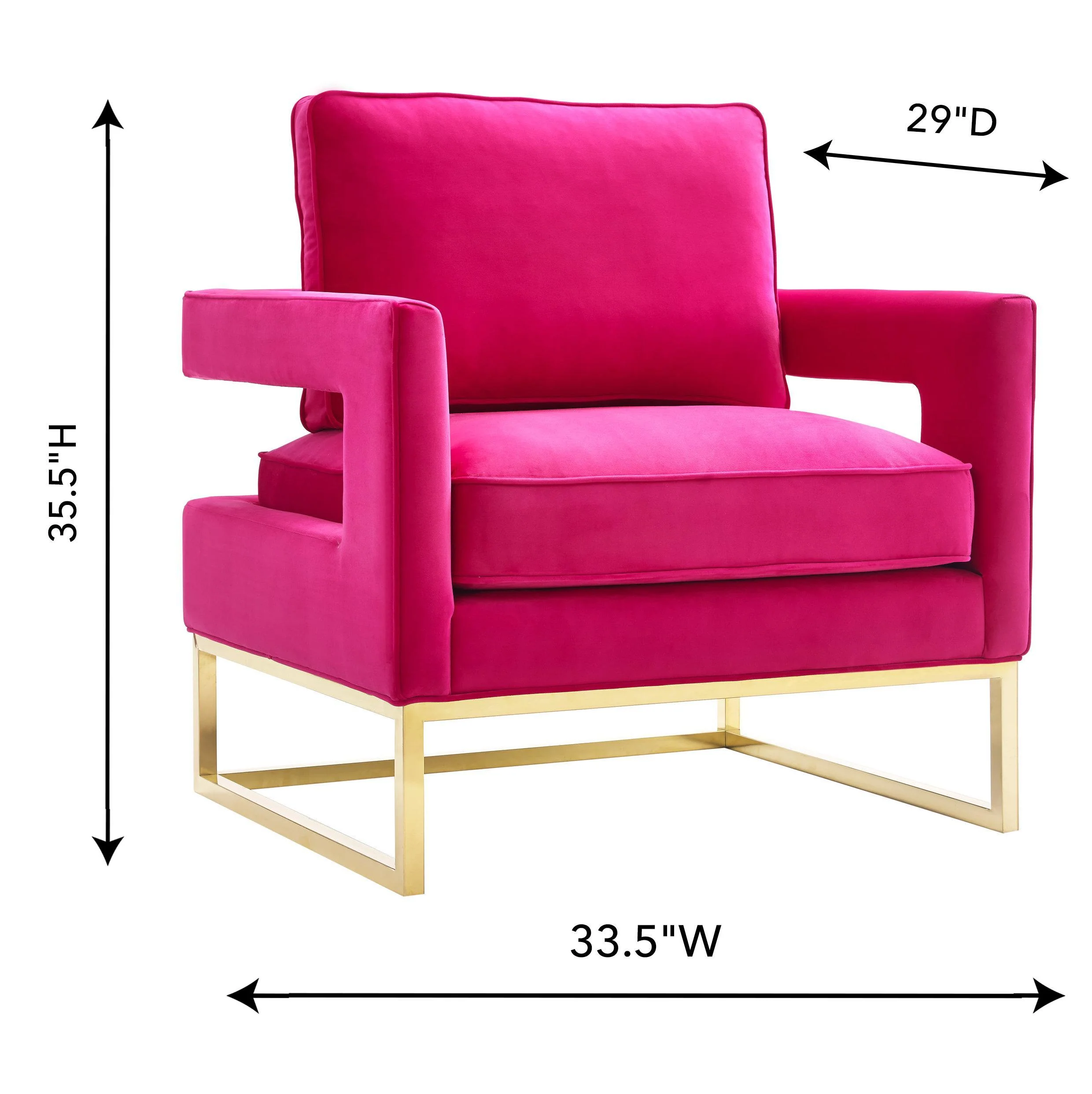 Tov Avery Pink Velvet Chair With Polished Gold Base - Image 3