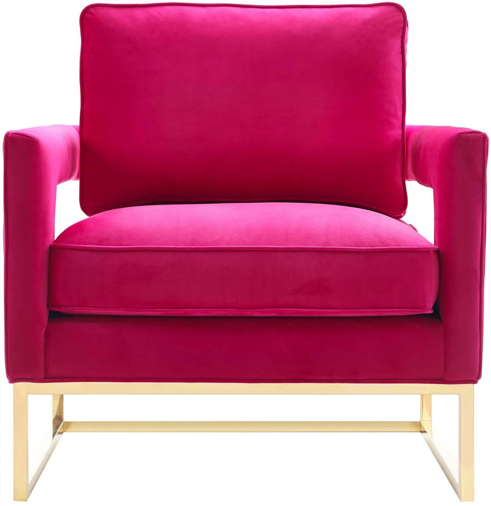 Tov Avery Pink Velvet Chair With Polished Gold Base - Image 4
