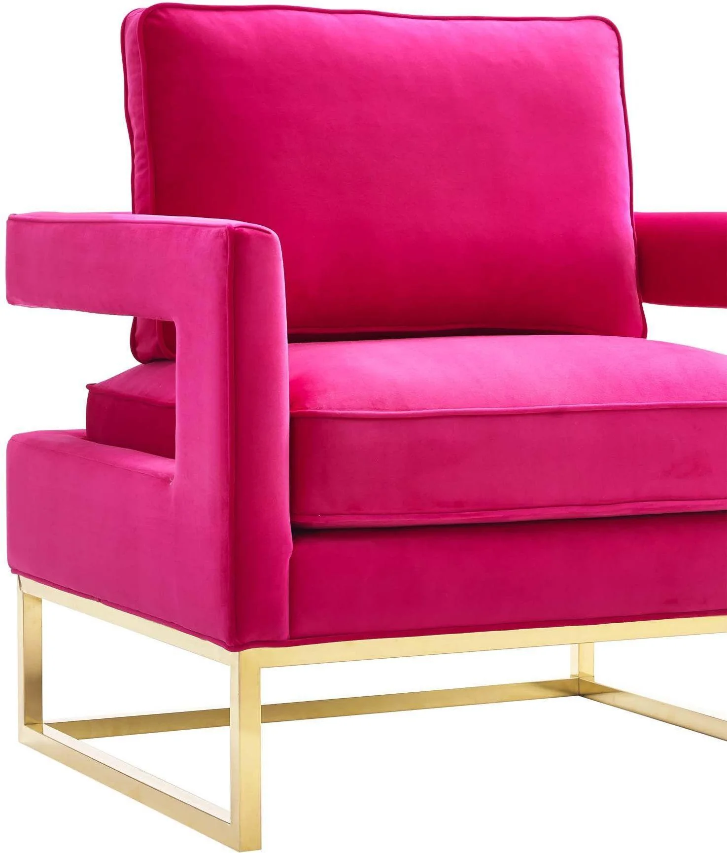 Tov Avery Pink Velvet Chair With Polished Gold Base - Image 5
