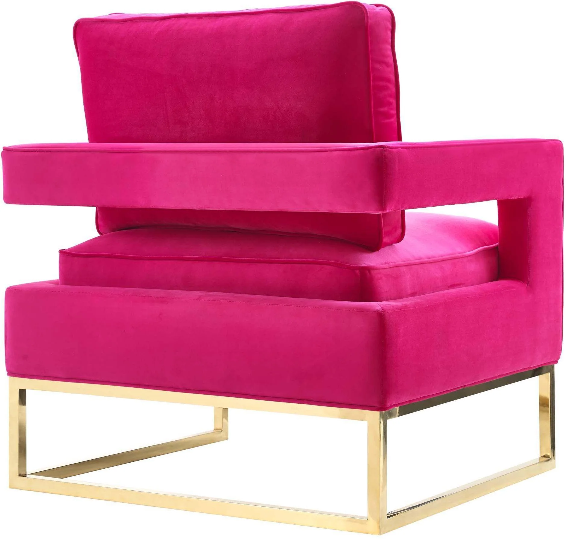 Tov Avery Pink Velvet Chair With Polished Gold Base - Image 6