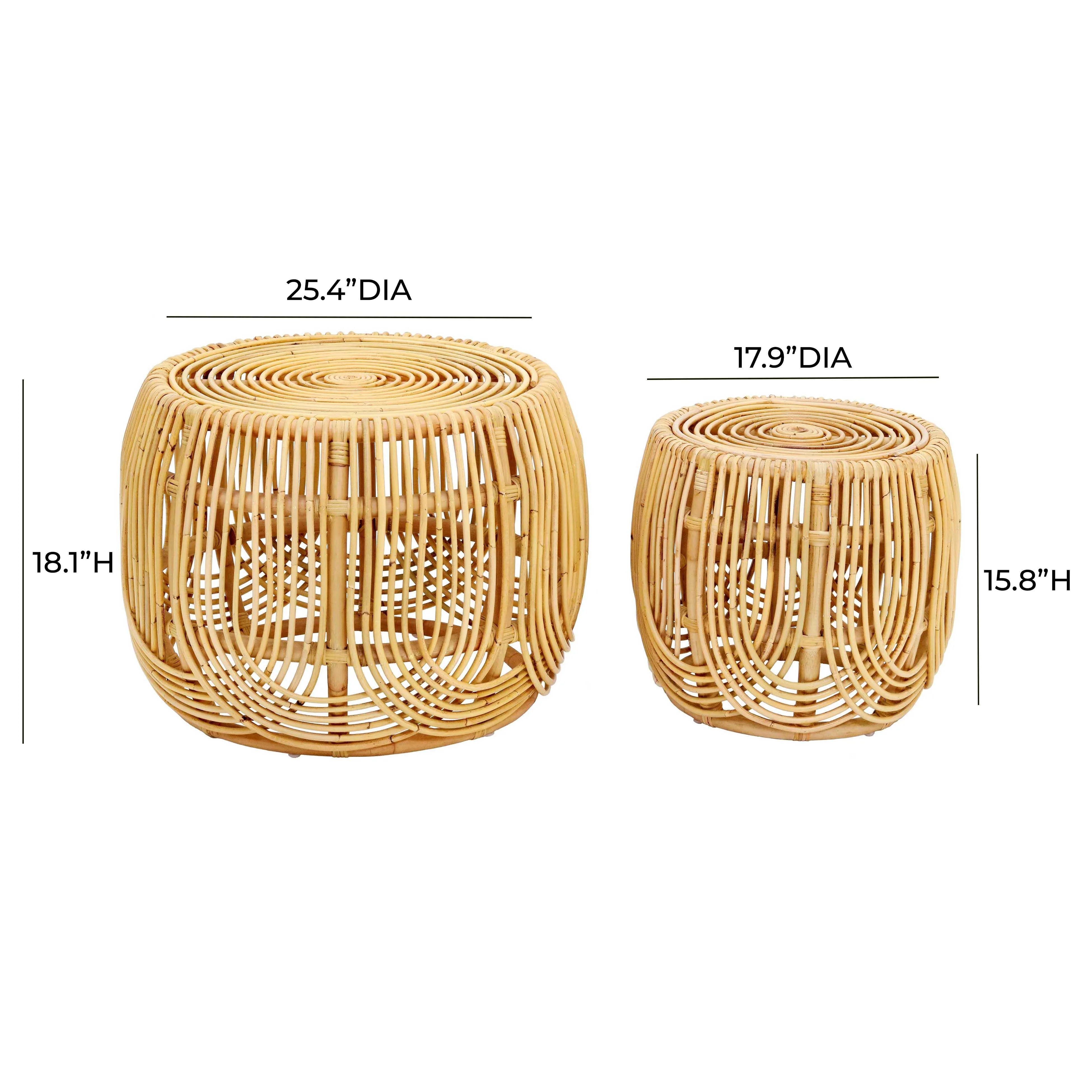 Tov Azrina 2-Piece Rattan Nesting Table Set - Image 5