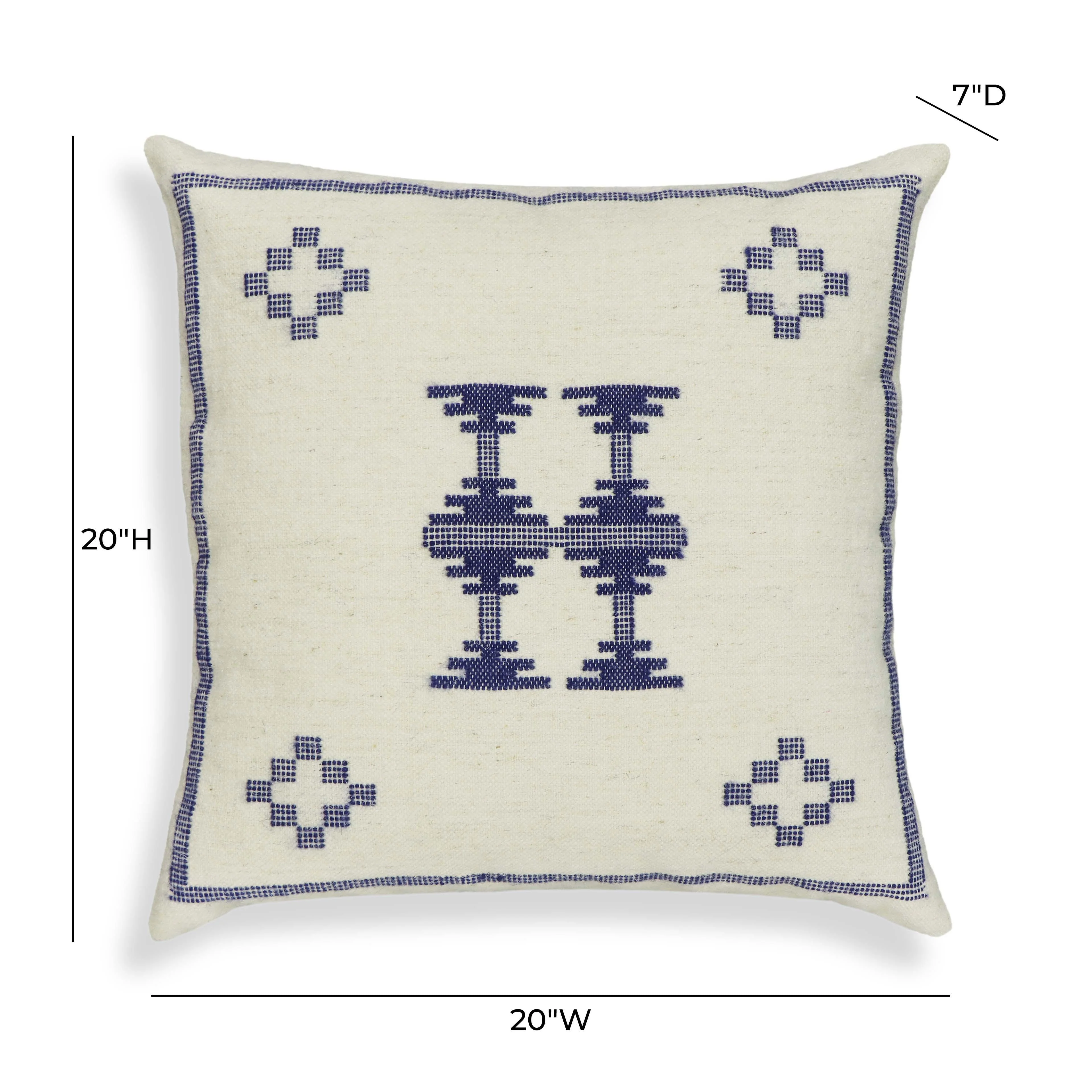 Tov Aztec 20" Cream &Amp; Indigo Wool Square Throw Pillow Cover - Image 4