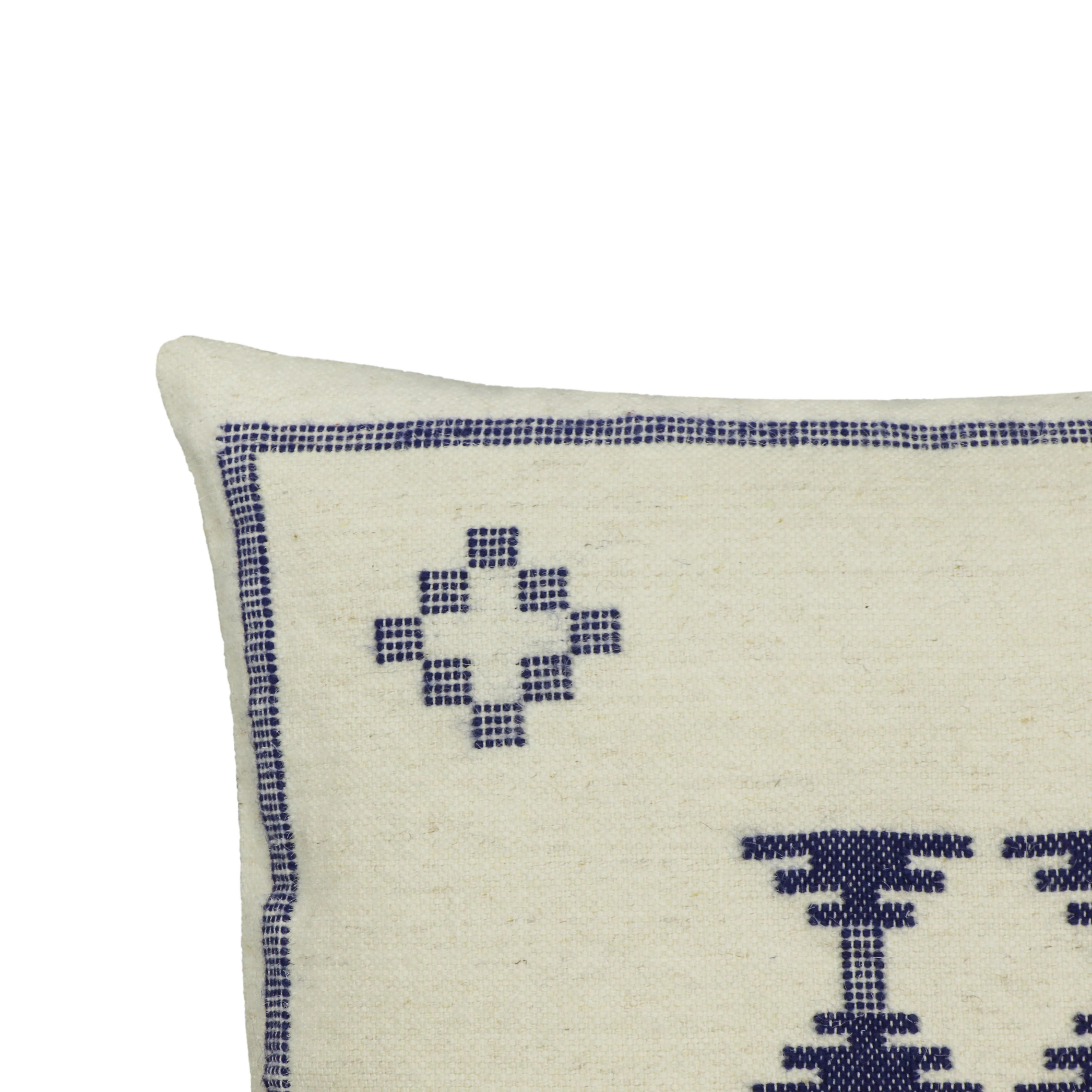 Tov Aztec 20" Cream &Amp; Indigo Wool Square Throw Pillow Cover - Image 5