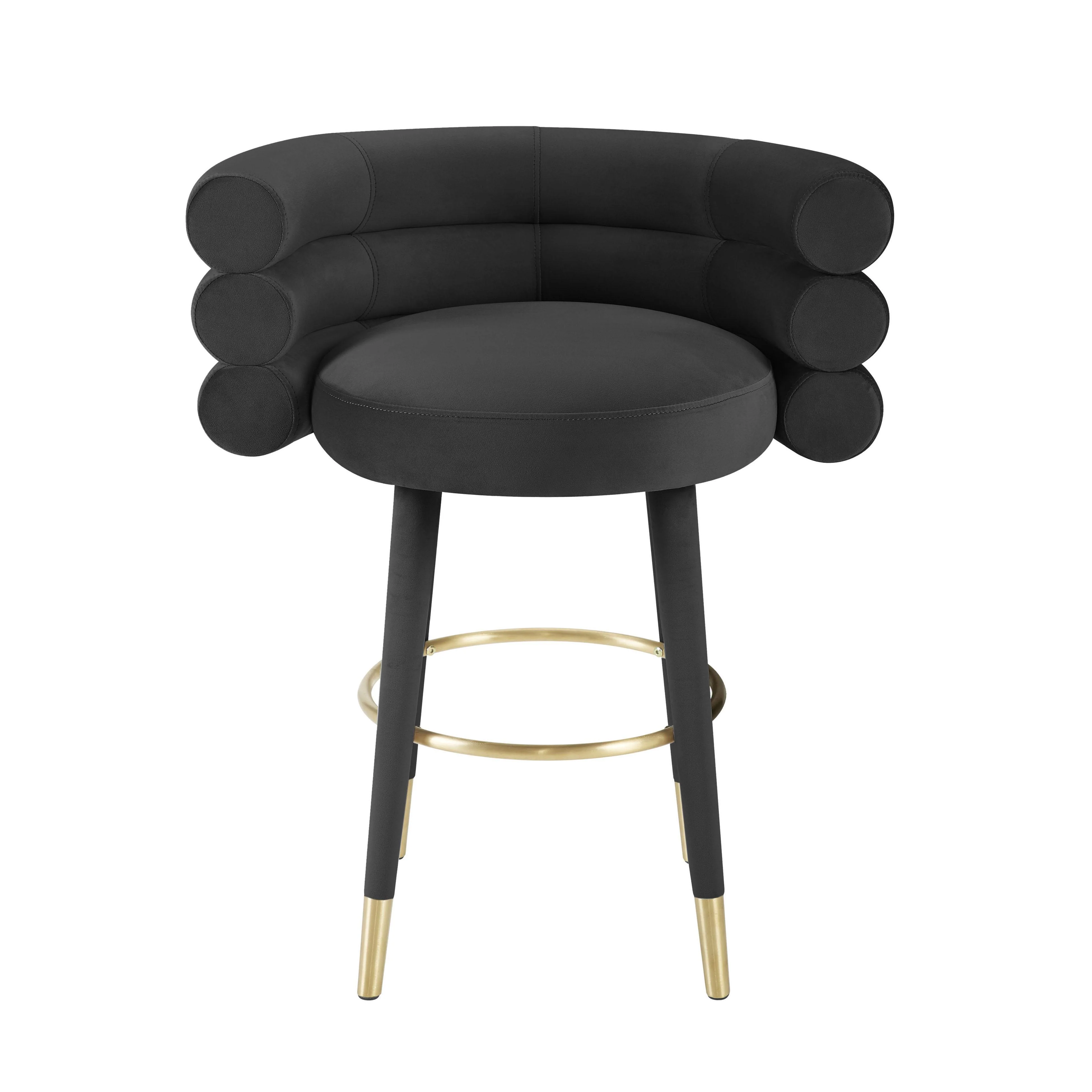 Tov Betty Black Velvet Counter Stool - Image 5