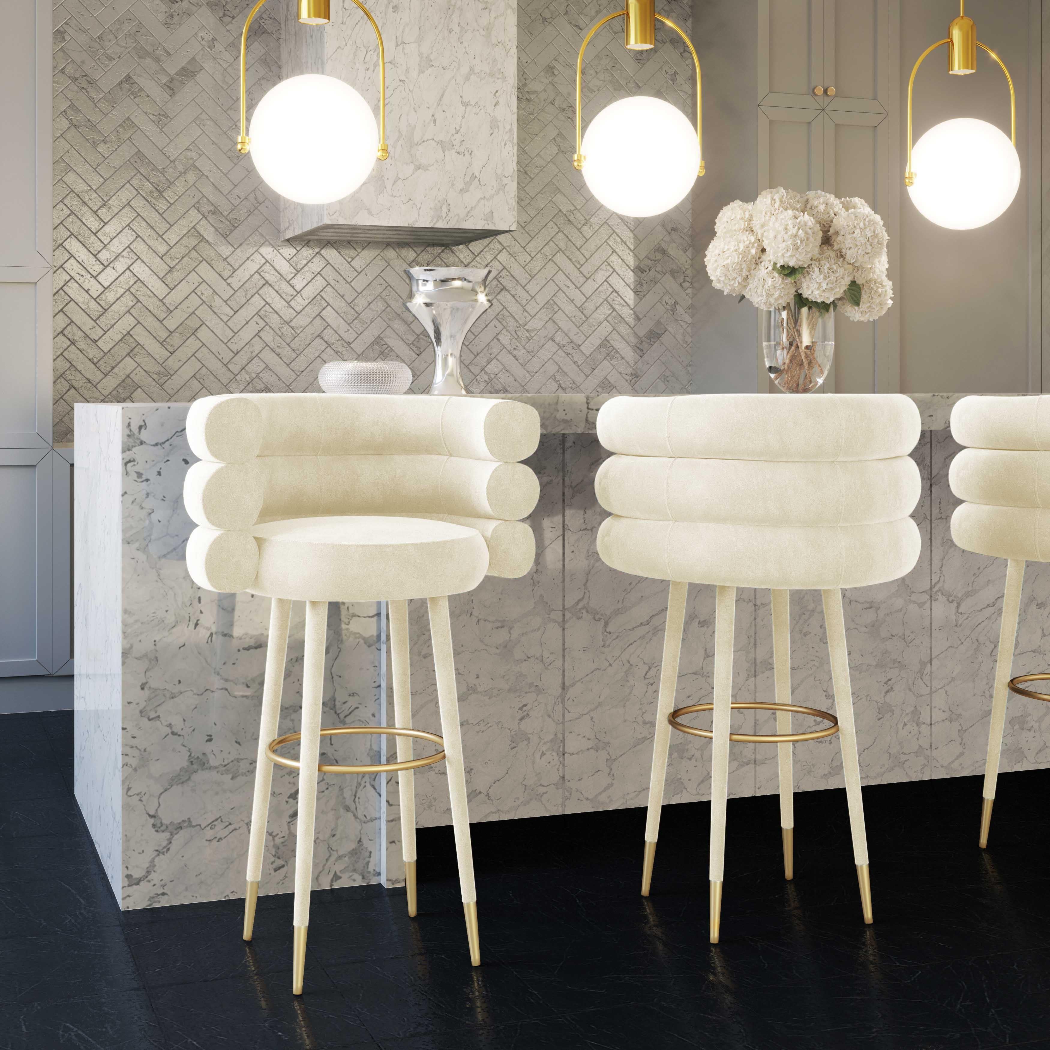 Tov Betty Cream Velvet Counter Stool - Image 2