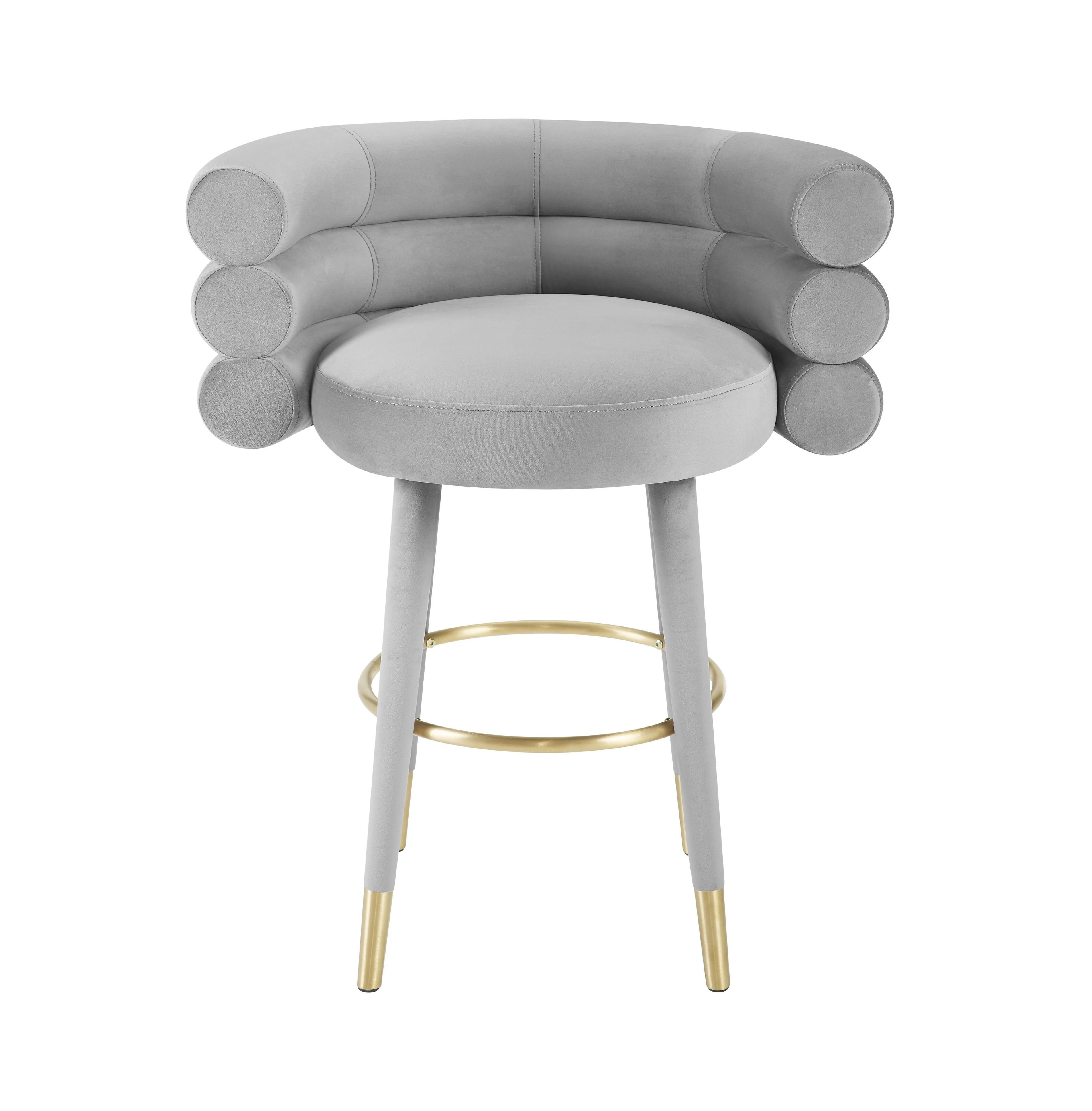 Tov Betty Performance Velvet Stool Counter Height - Image 3