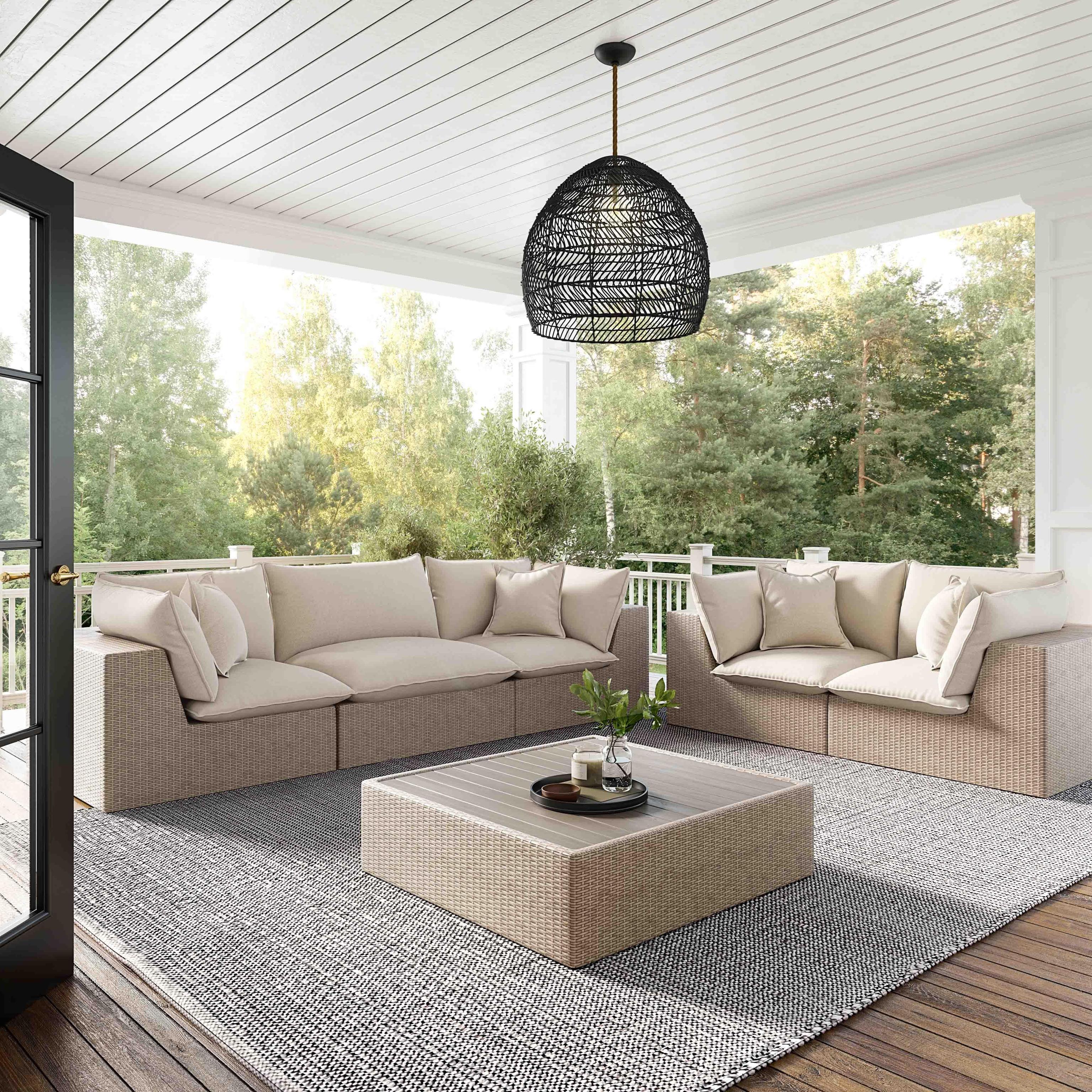 Tov Cali 120" Natural Wicker Outdoor Modular Sofa - Image 3