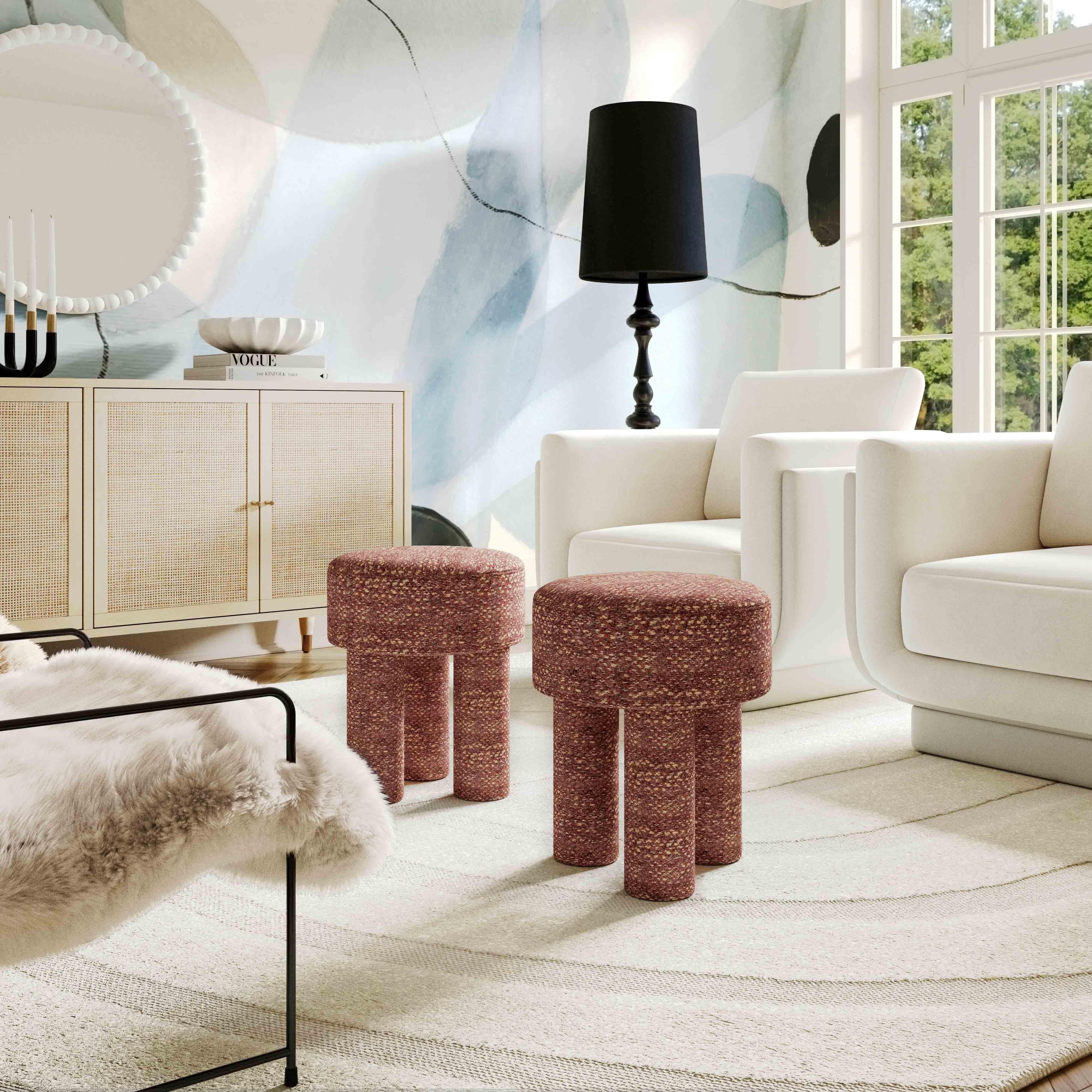 Tov Claire Nubby Performance Fabric Accent Stool - Image 3