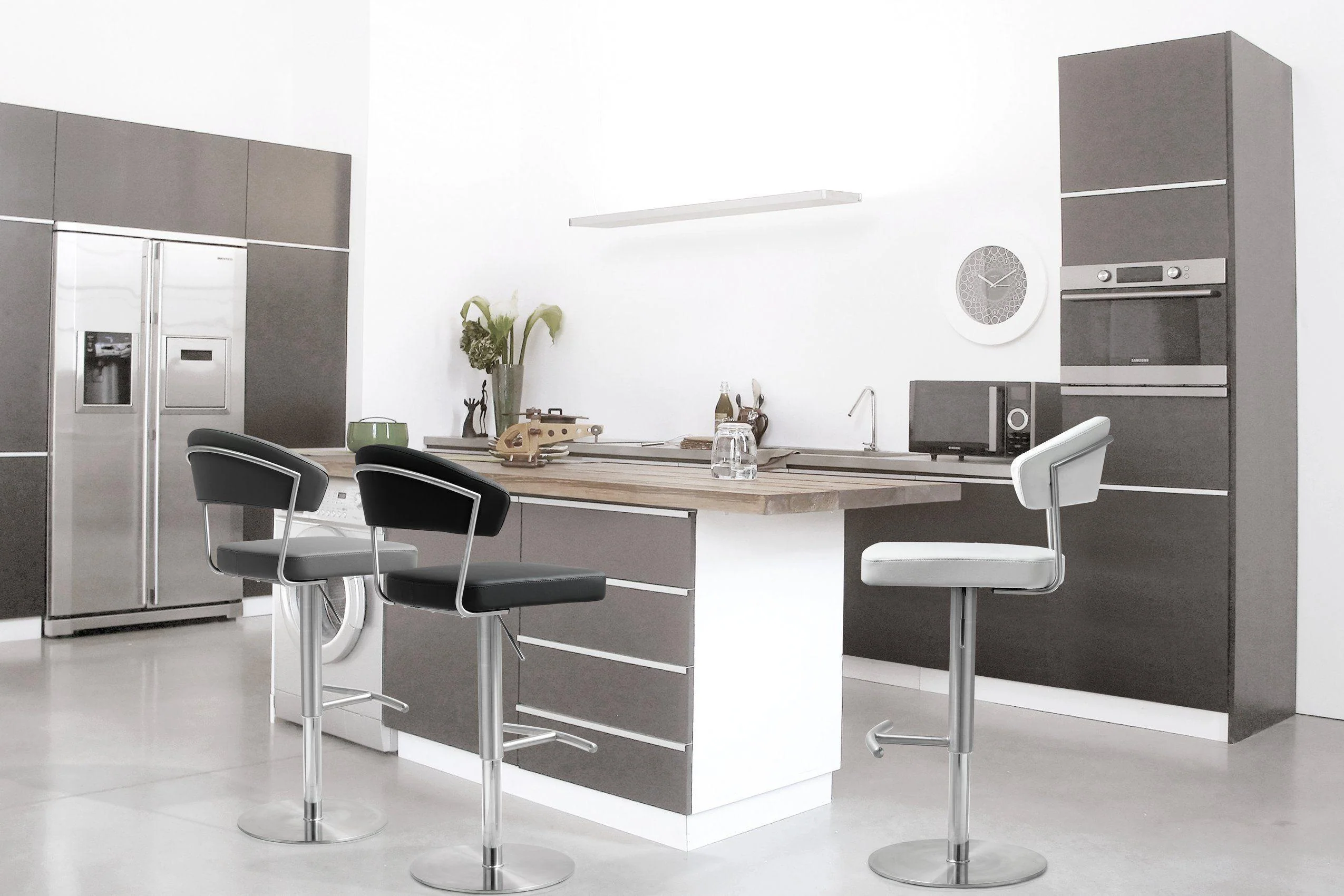 Tov Cosmo Light Grey Performance Vegan Leather And Stainless Steel Barstool - Image 4
