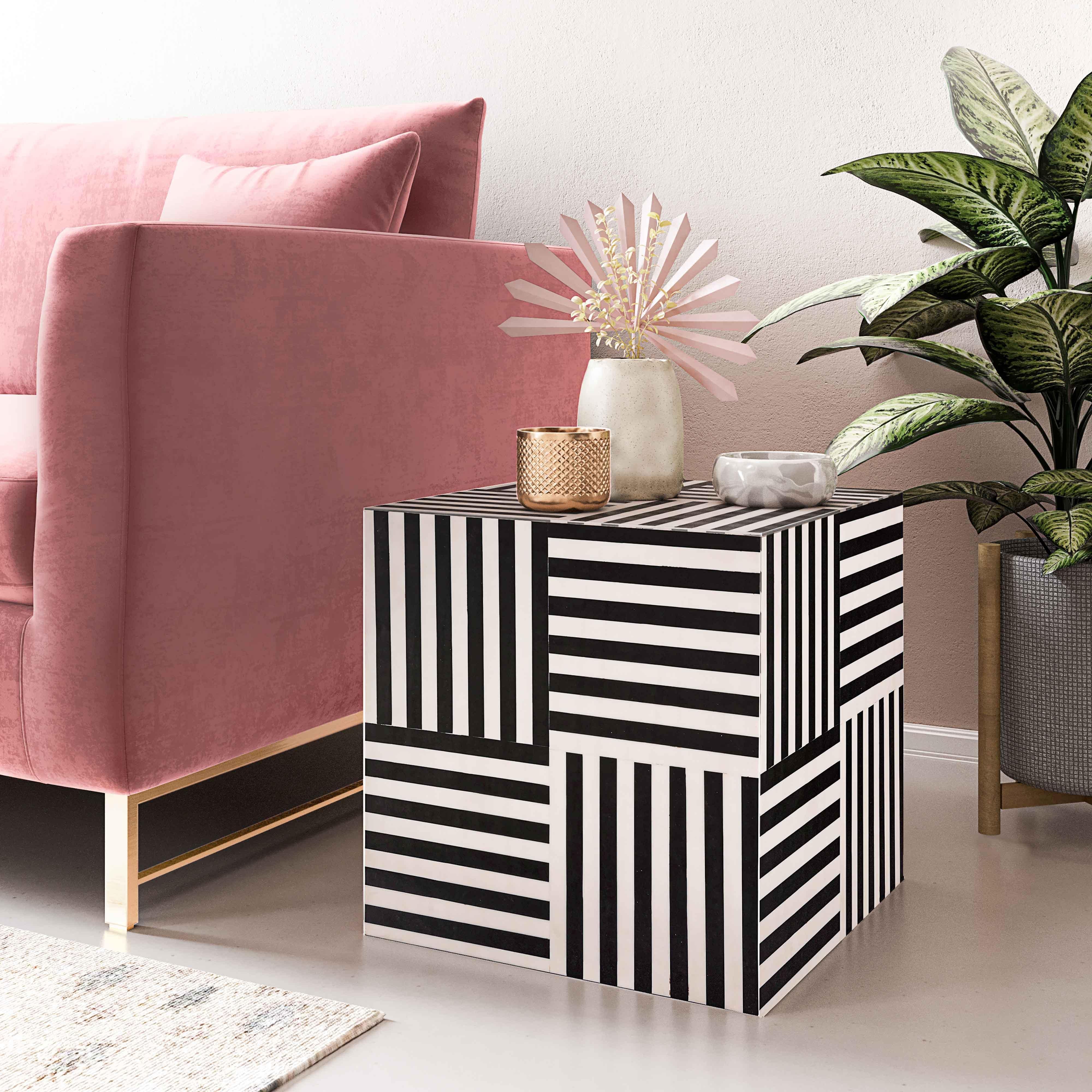 Tov Cube Black And White Side Table - Image 2
