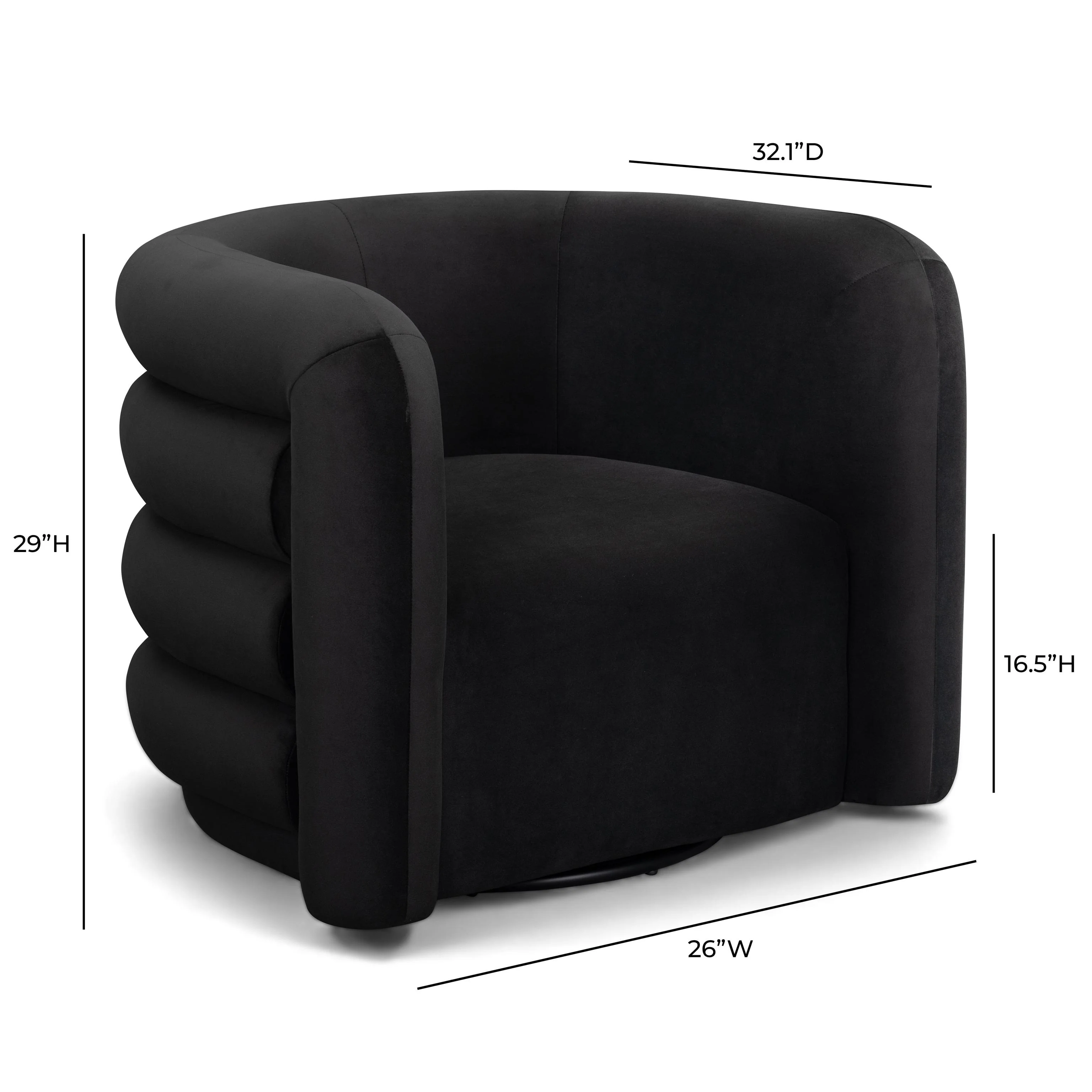 Tov Curves Performance Velvet Swivel Accent Chair - Image 4