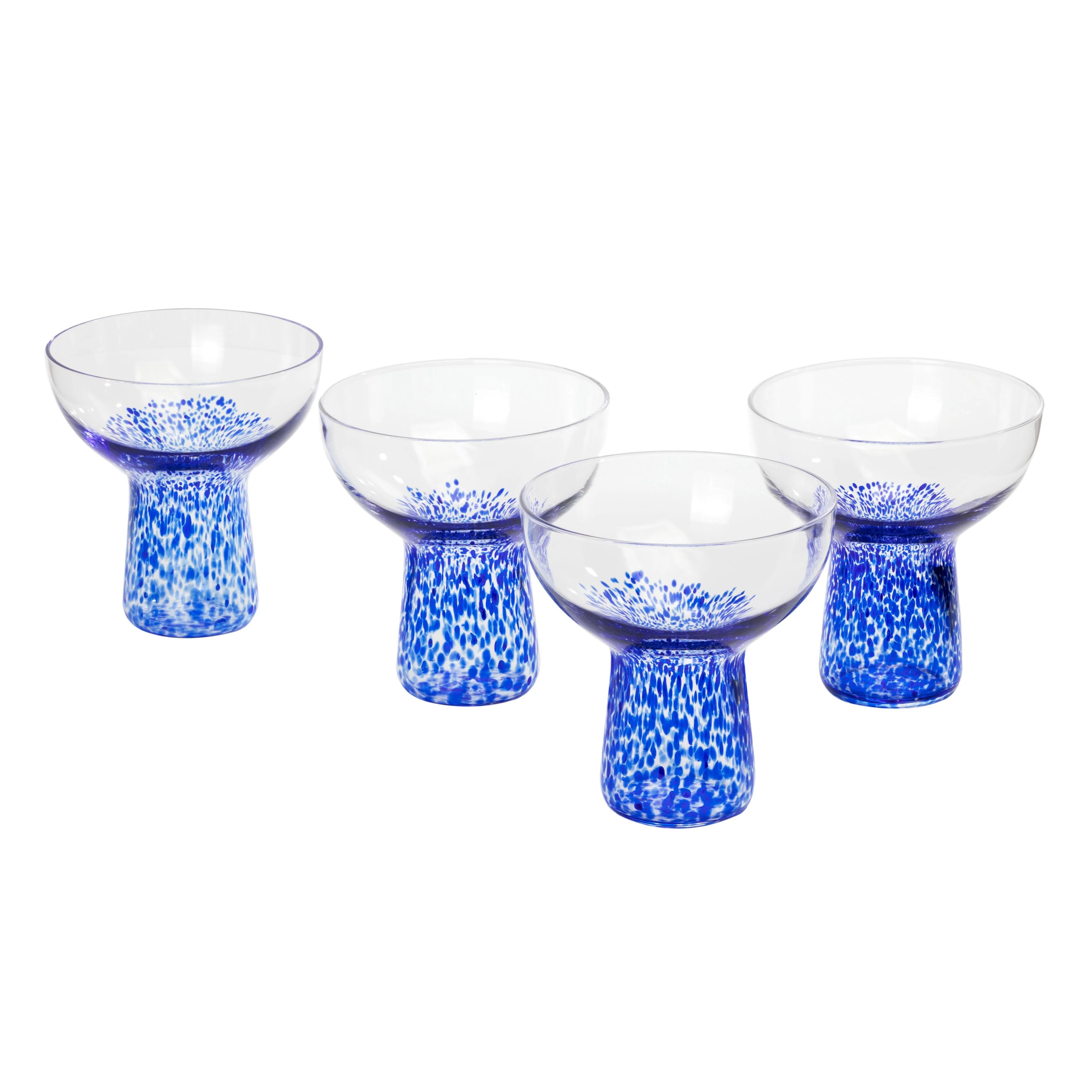 Tov Dottie Blue Dots Handblown Cocktail Glass - Set Of 4 - Image 6