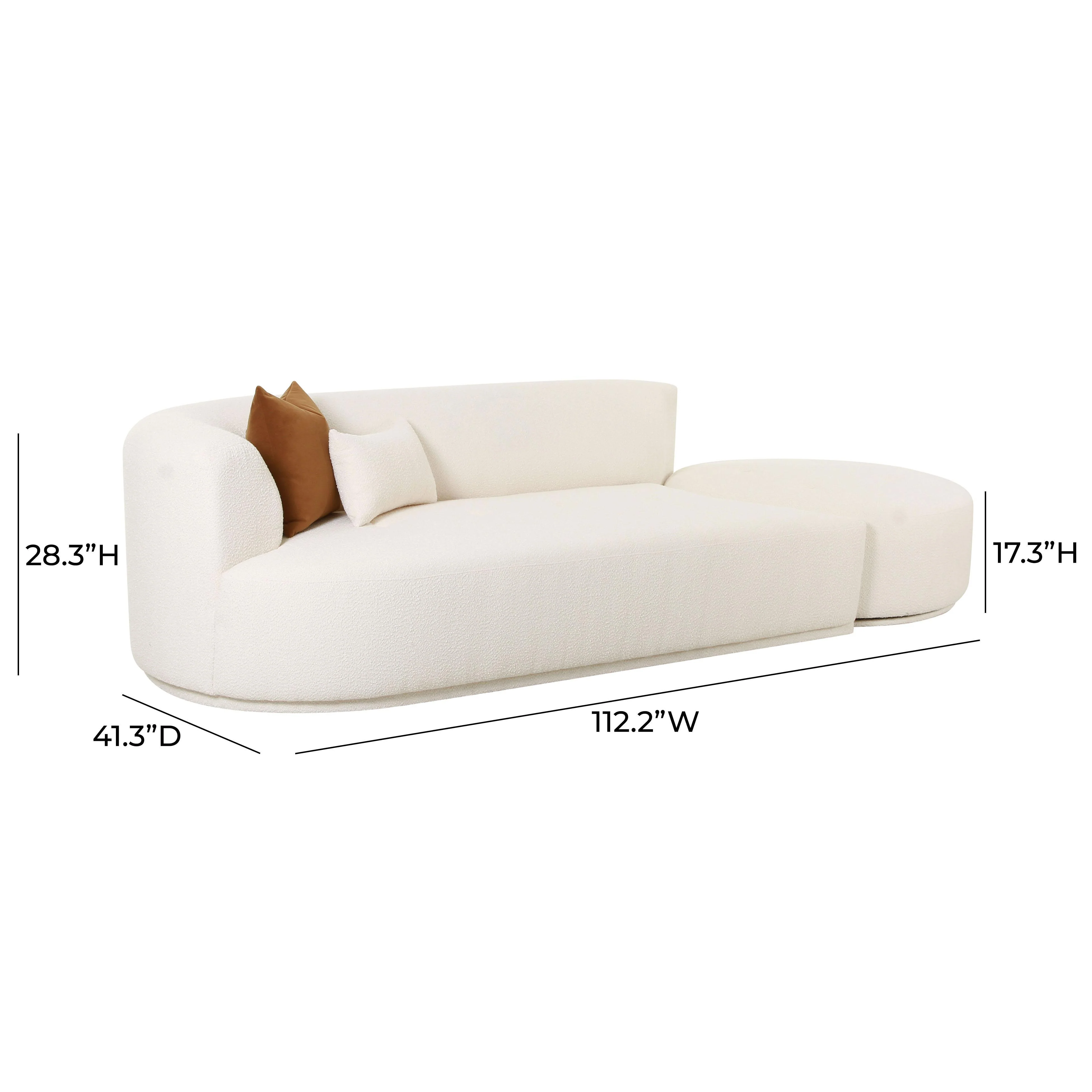 Tov Fickle Cream Boucle 2-Piece Chaise Modular Laf Sofa - Image 9