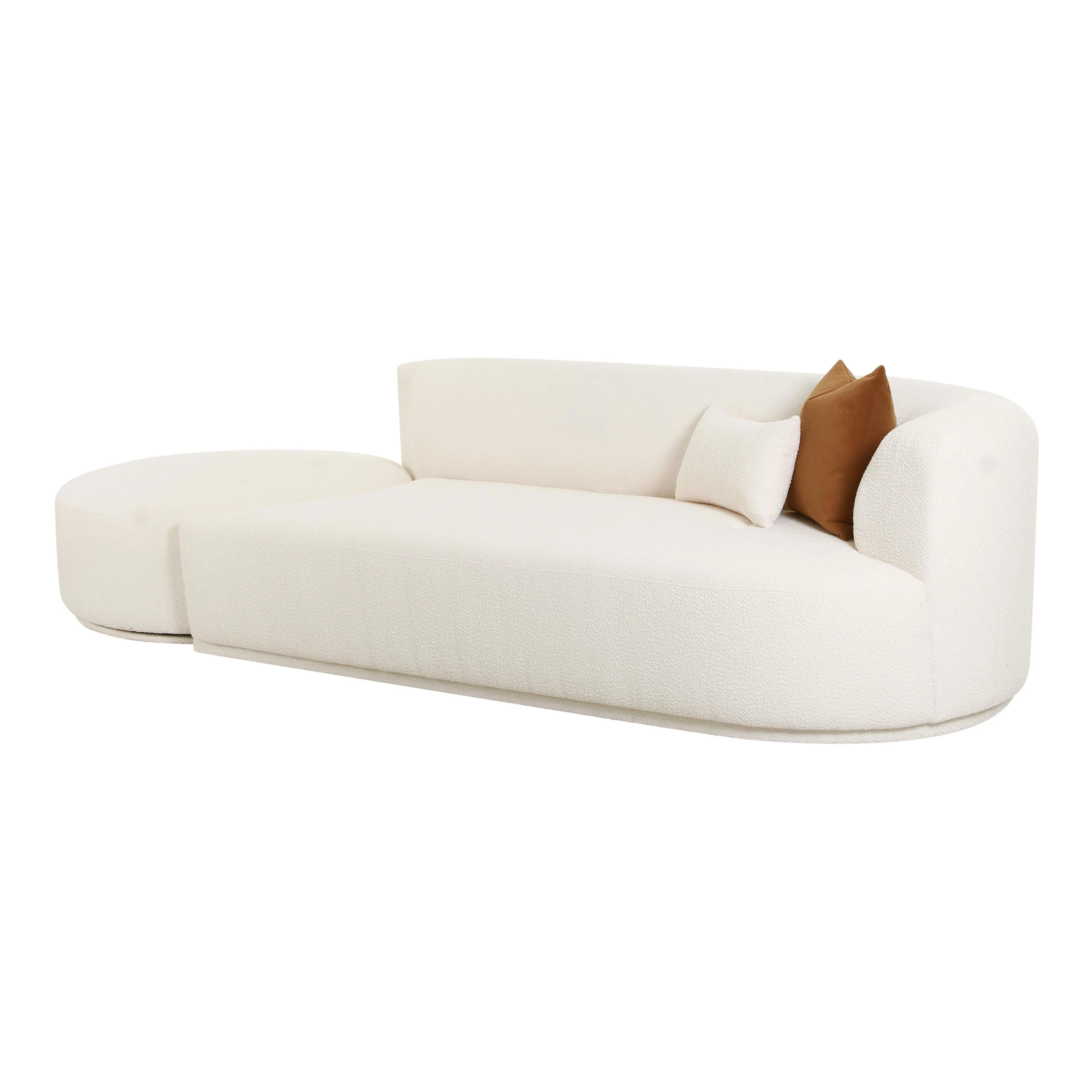 Tov Fickle Cream Boucle 2-Piece Chaise Modular Raf Sofa - Image 3