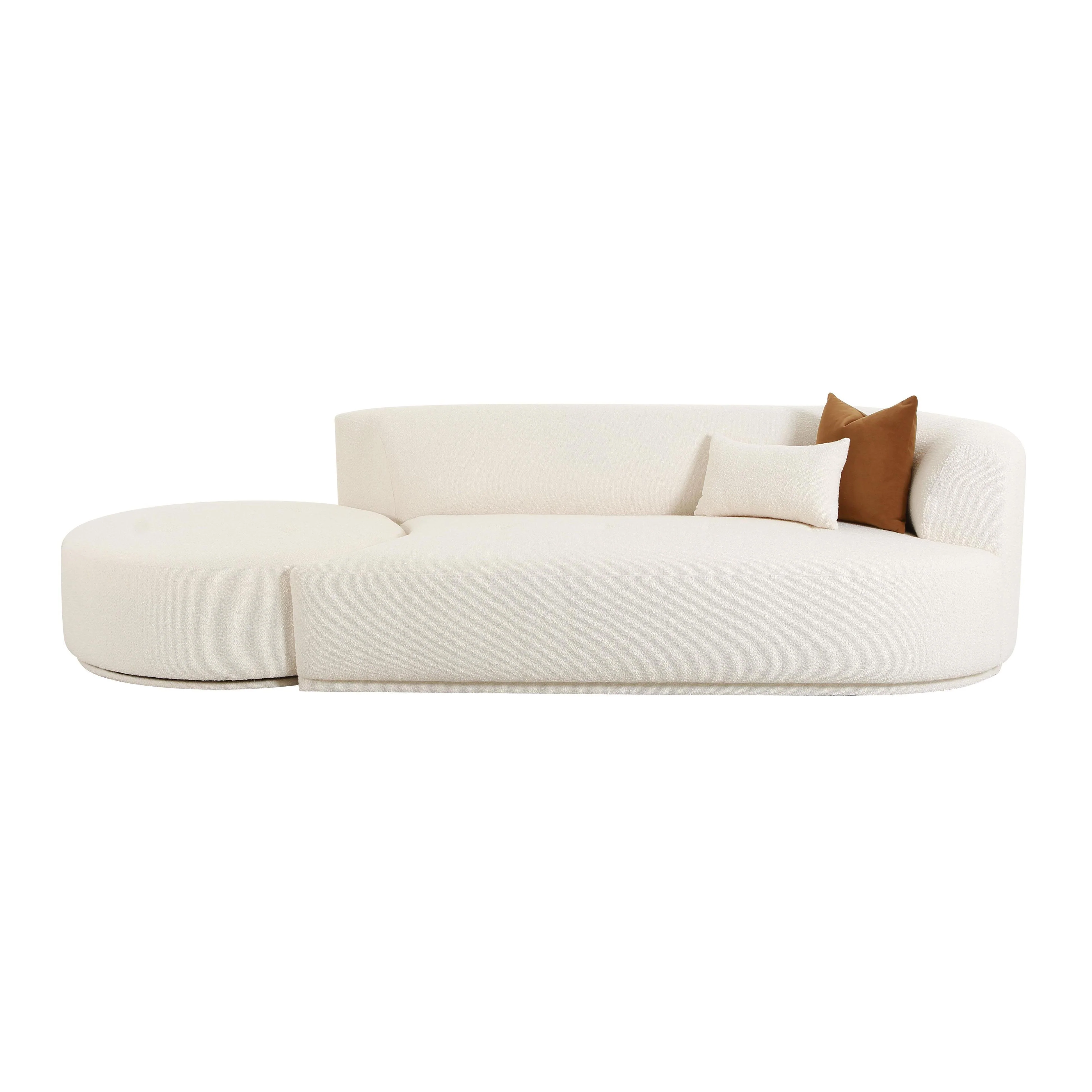 Tov Fickle Cream Boucle 2-Piece Chaise Modular Raf Sofa - Image 5