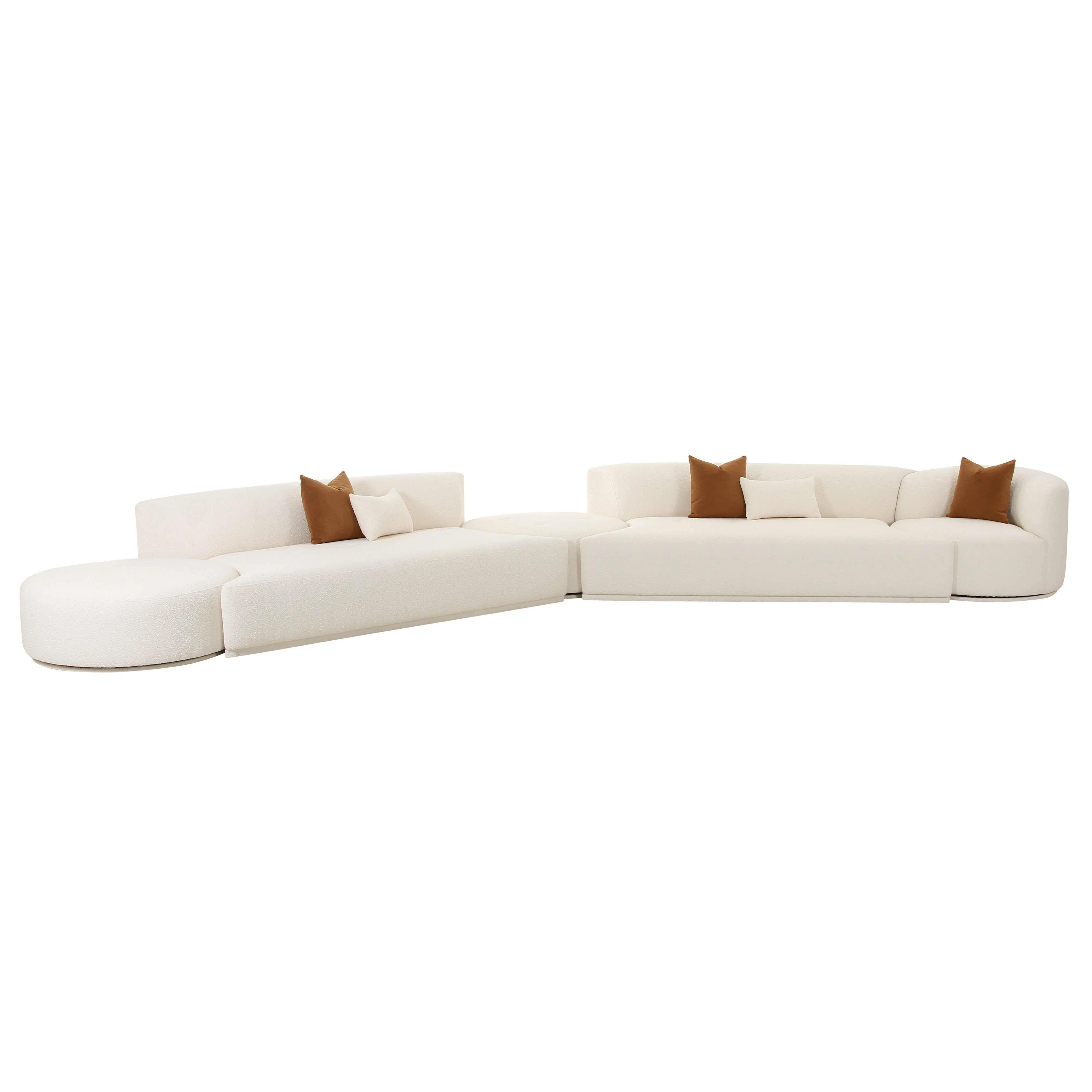Tov Fickle Cream Performance Boucle 5-Piece Modular Chaise Sectional - Image 3