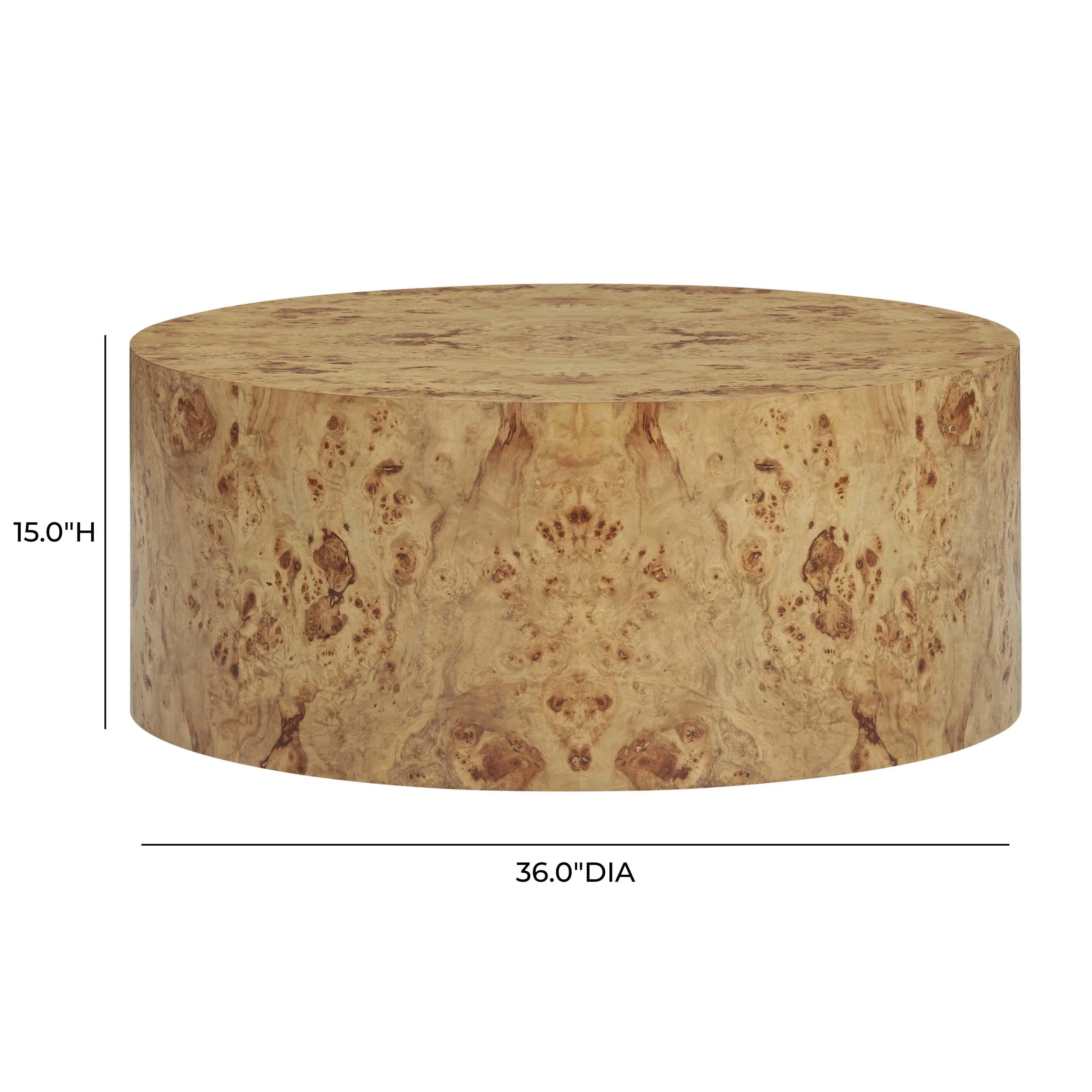 Tov Fig 36" Natural Burl Drum Round Coffee Table - Image 6