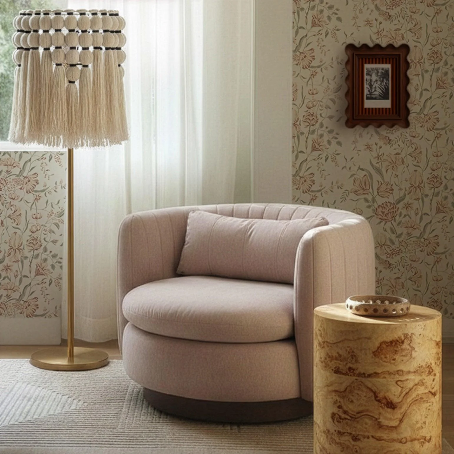 Tov Fig Natural Burl Drum Side Table - Image 2