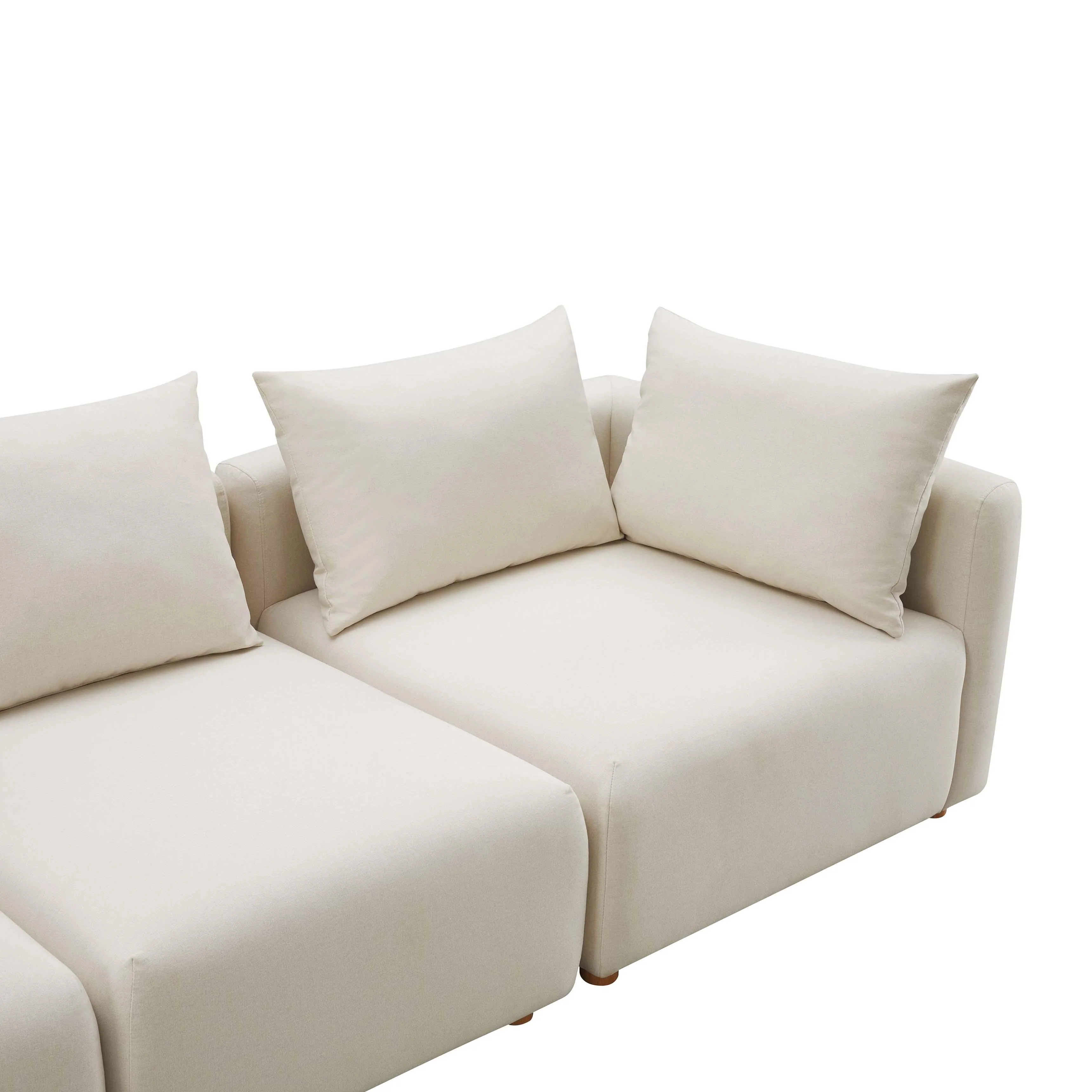 Tov Hangover 4-Piece Cream Performance Linen Modular Sectional - Image 4