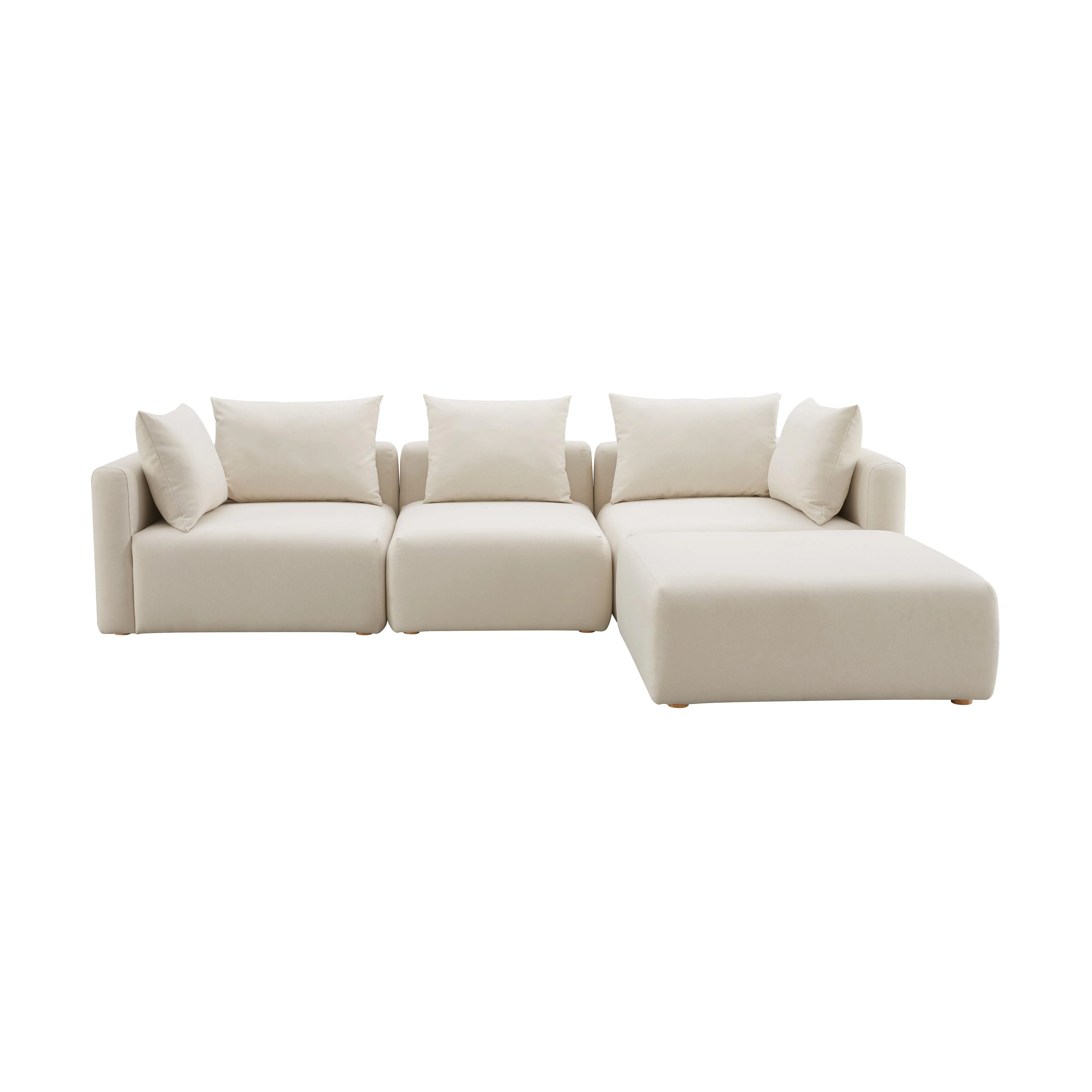 Tov Hangover 4-Piece Cream Performance Linen Modular Sectional - Image 5