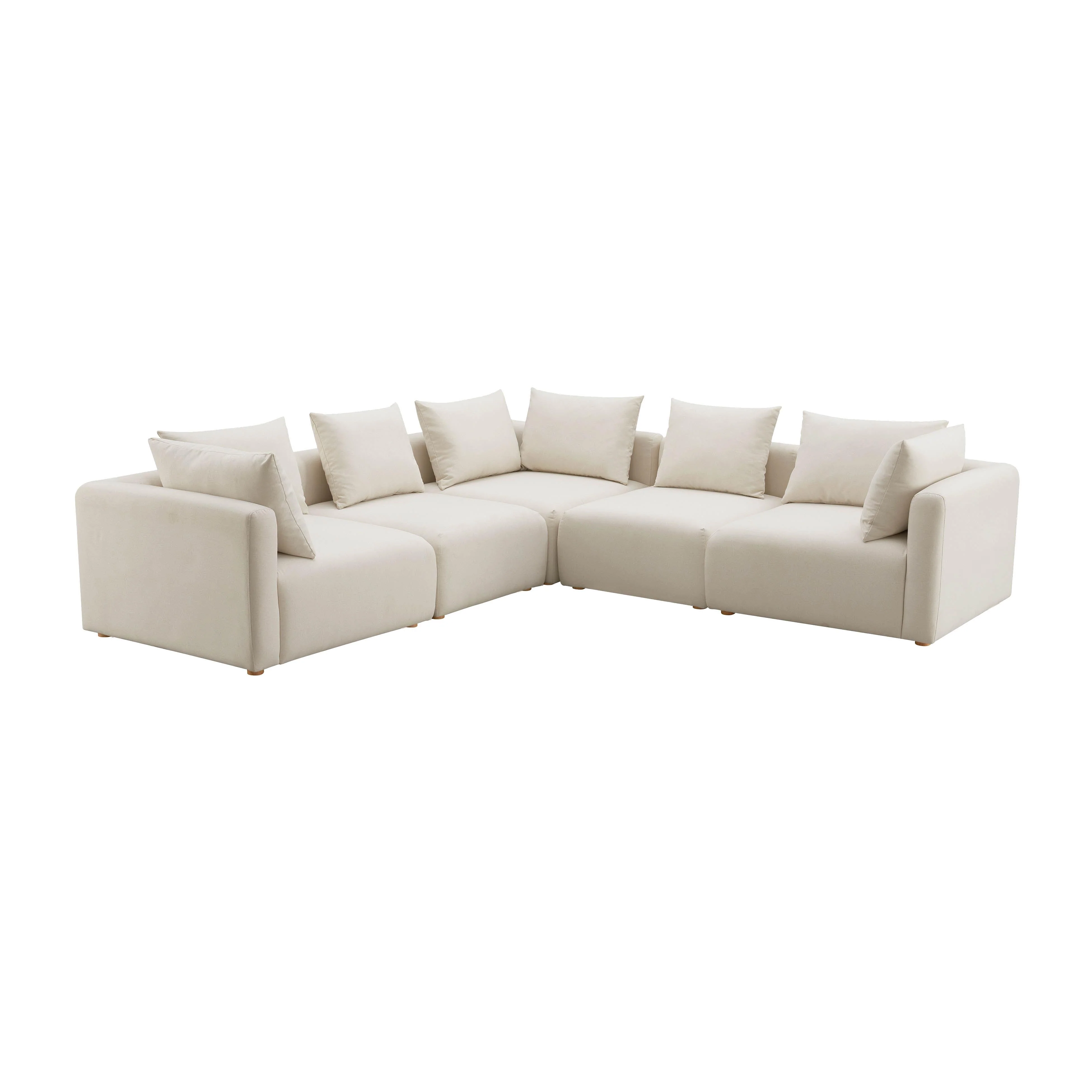 Tov Hangover 5-Piece Cream Performance Linen Modular L-Sectional