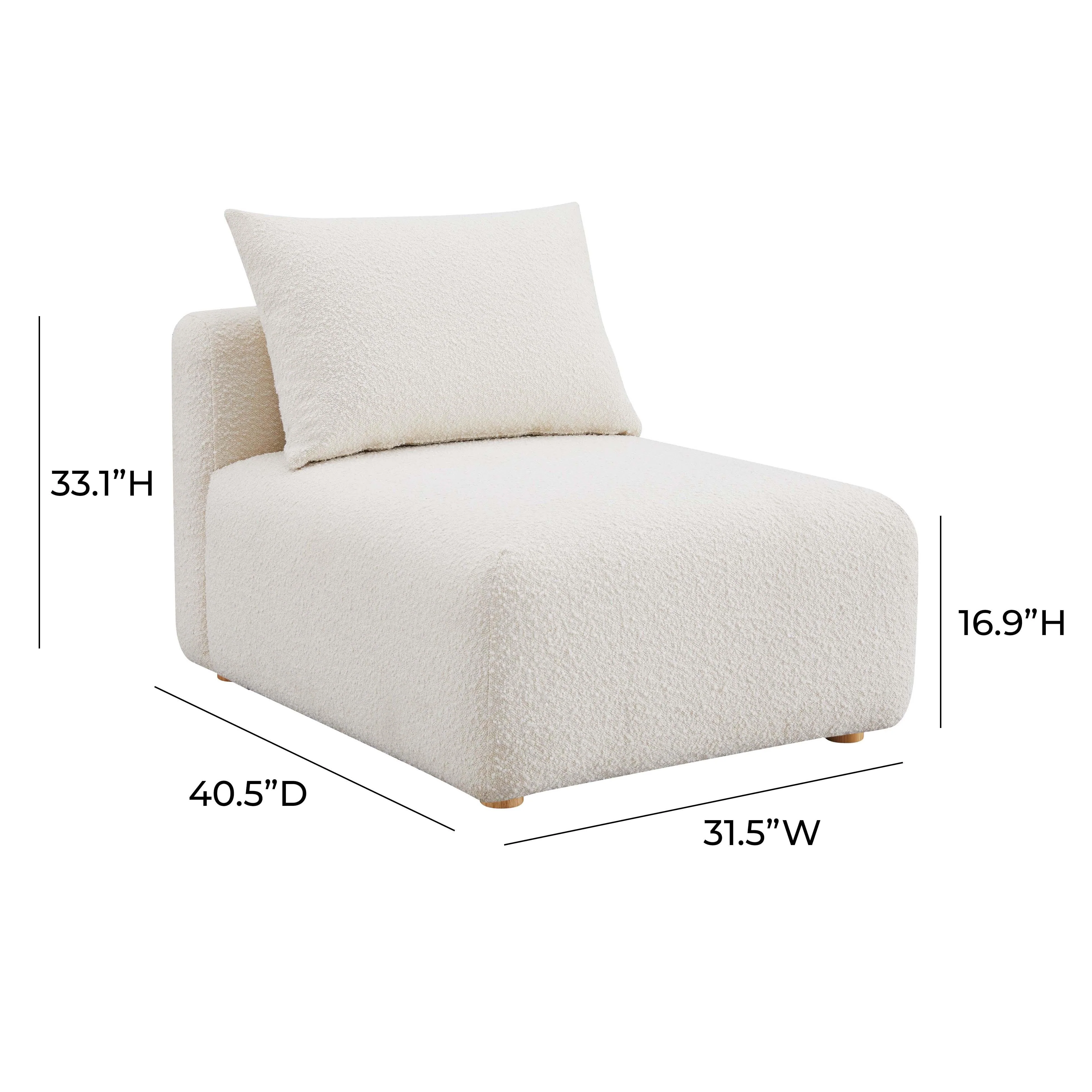 Tov Hangover Cream Performance Boucle Modular Armless Chair - Image 4