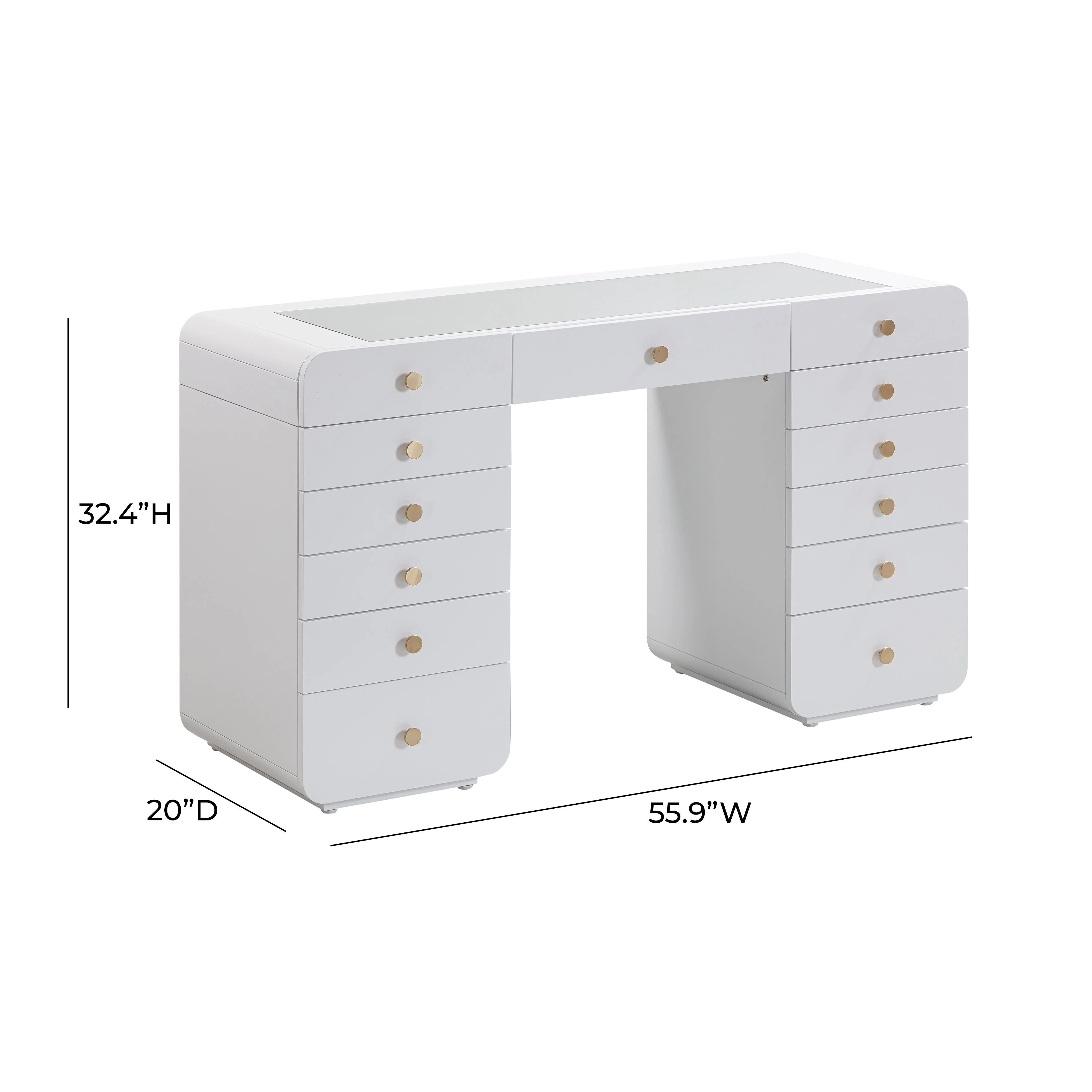 Tov Hollywood 56" White Desk With Vanity Mirror Small - Image 7