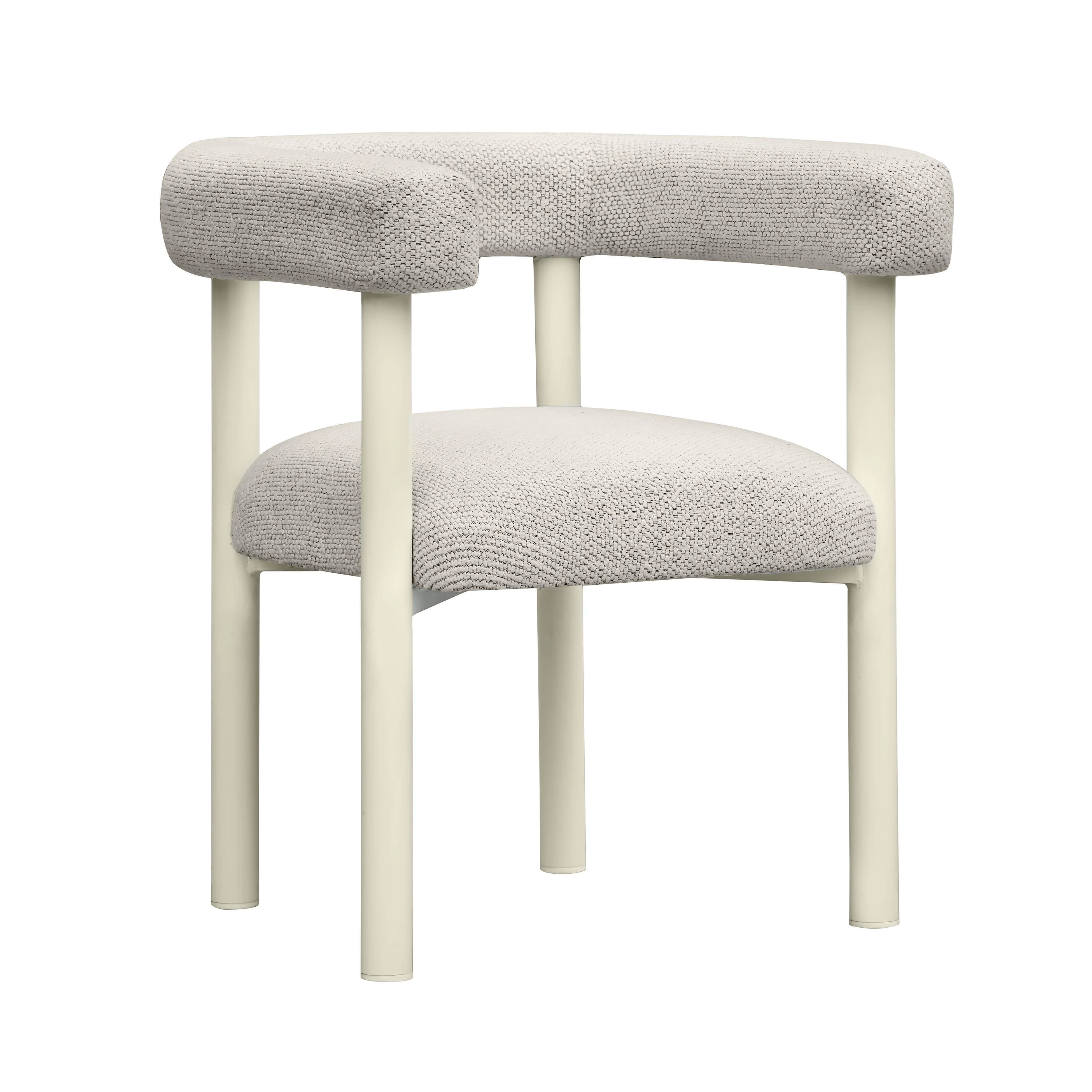 Tov Jackie Cream Textured Contract-Grade Fabric Outdoor Dining Chair