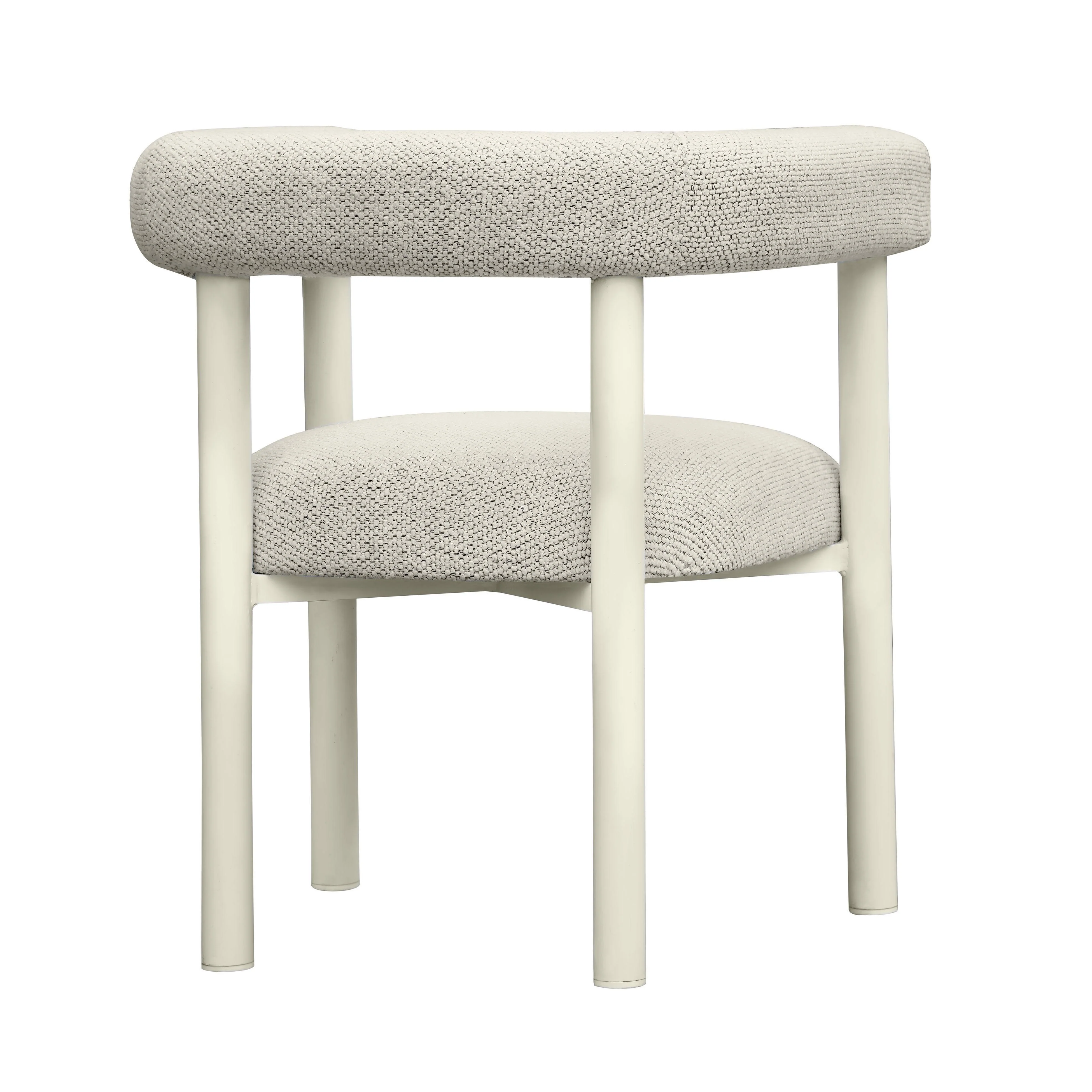 Tov Jackie Cream Textured Contract-Grade Fabric Outdoor Dining Chair - Image 2