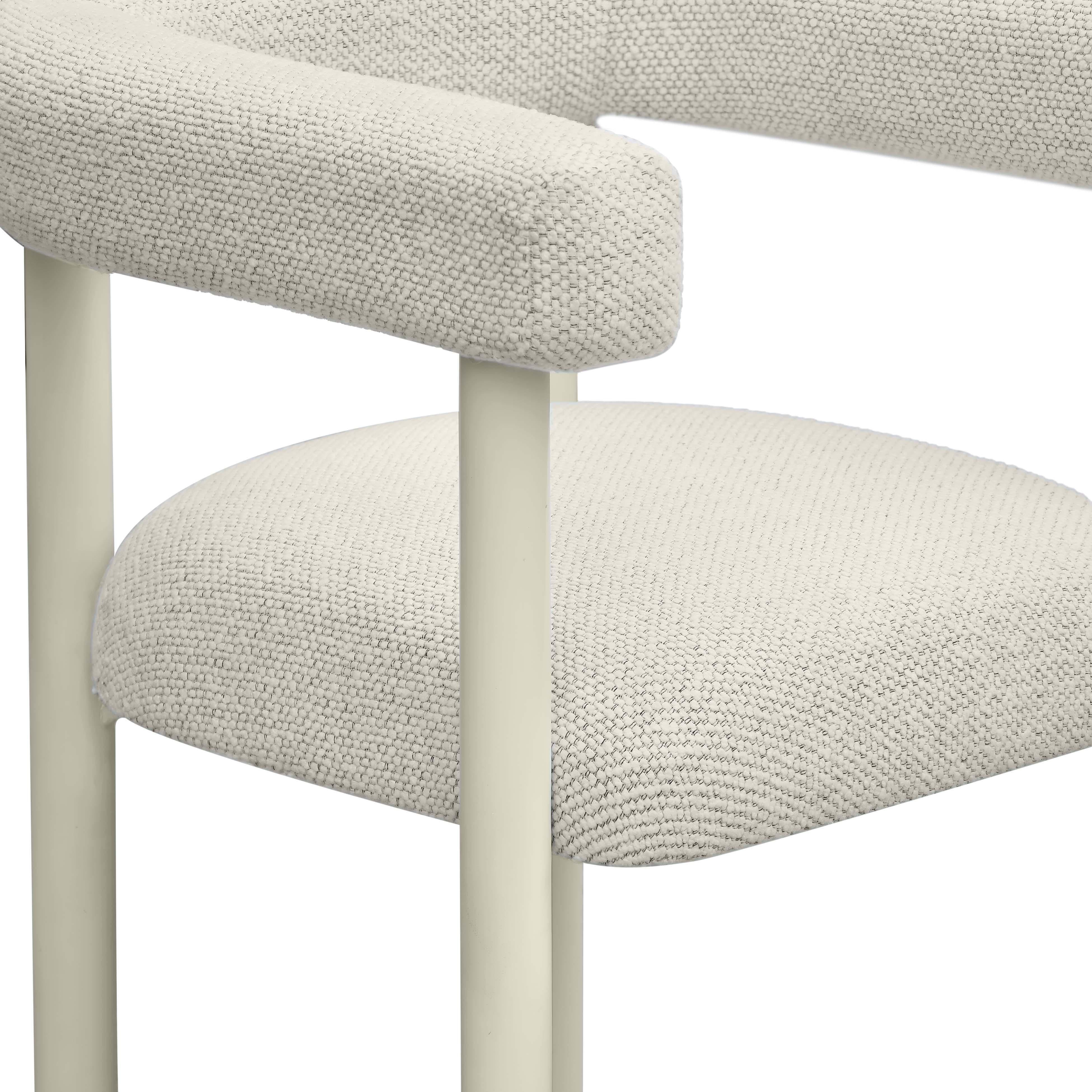 Tov Jackie Cream Textured Contract-Grade Fabric Outdoor Dining Chair - Image 4