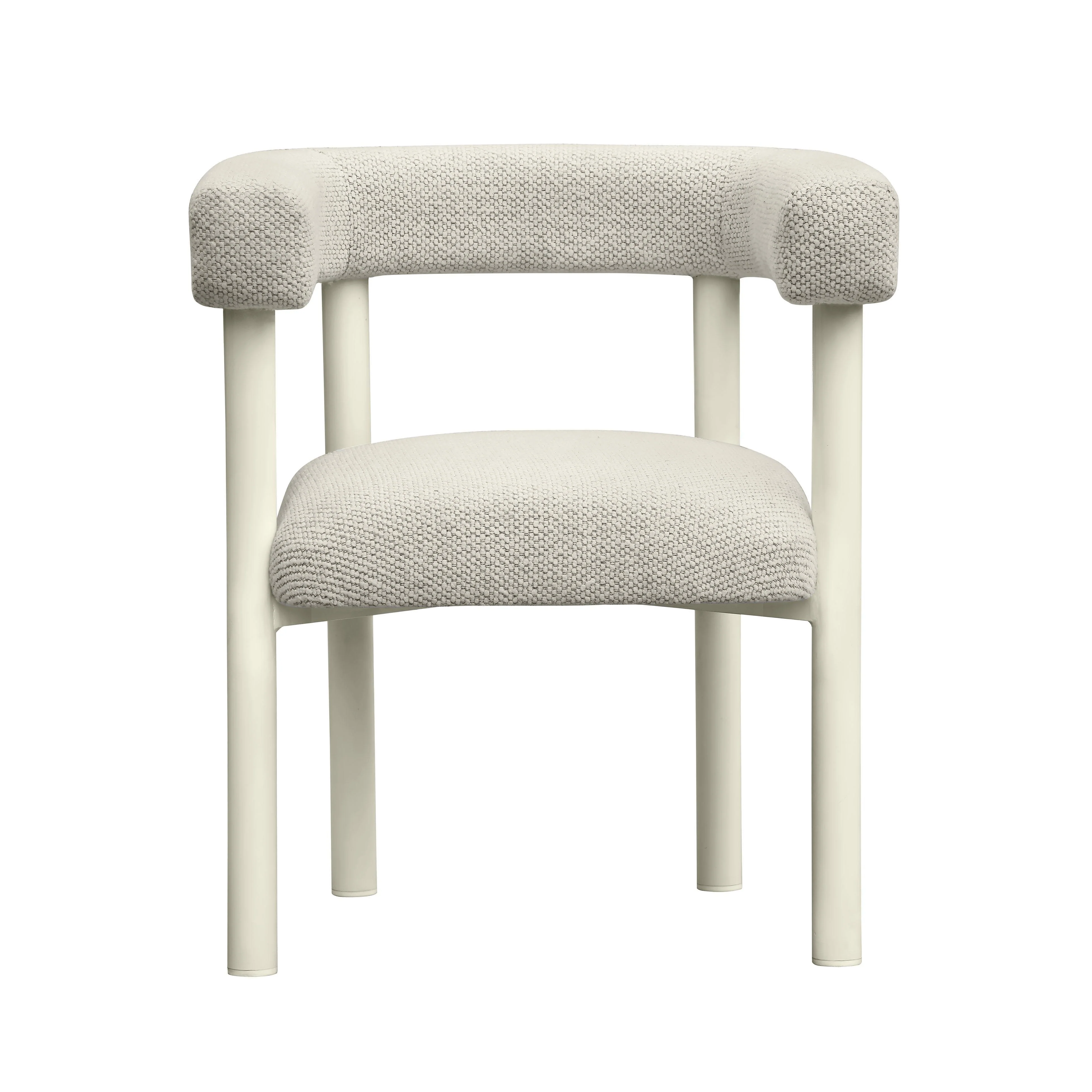 Tov Jackie Cream Textured Contract-Grade Fabric Outdoor Dining Chair - Image 5