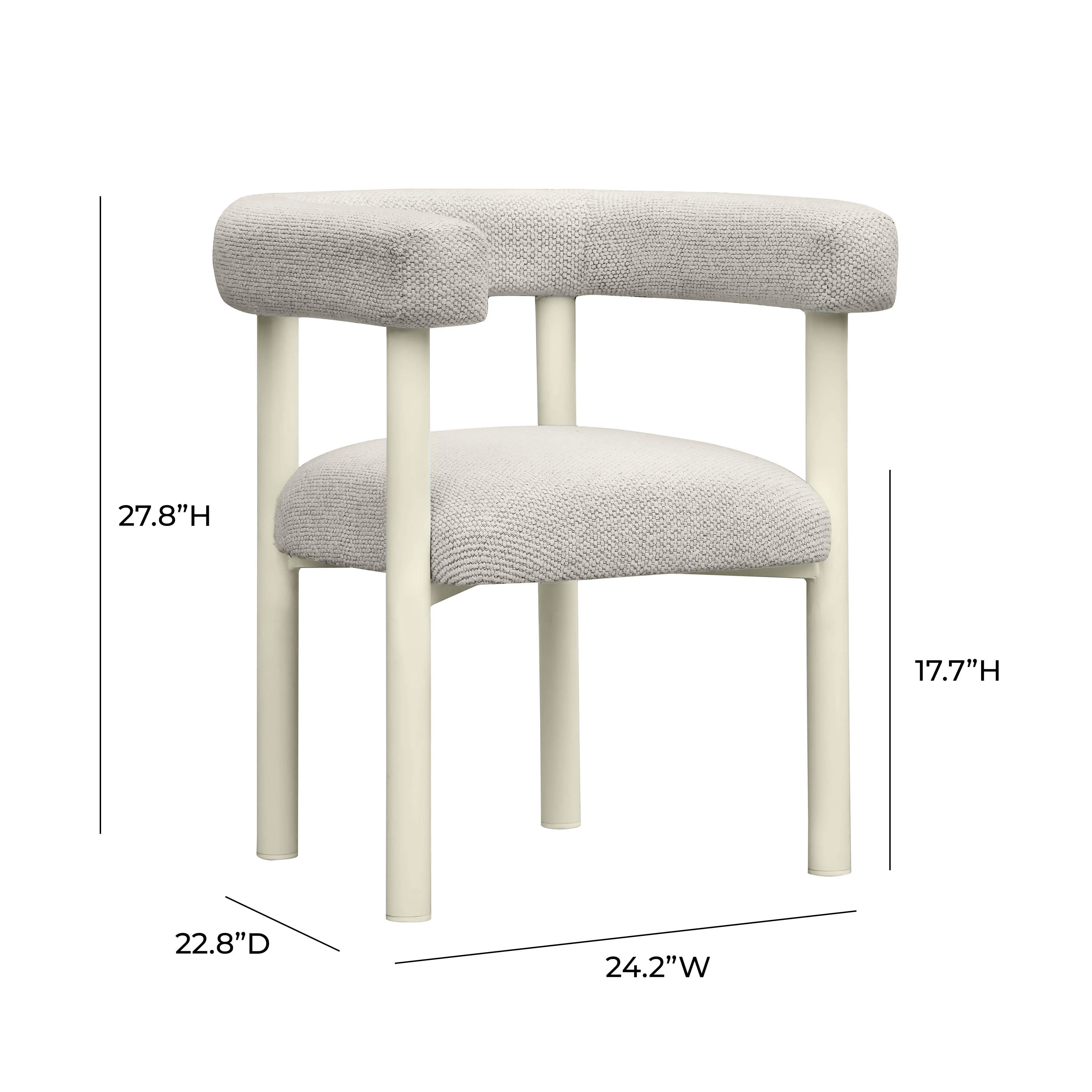 Tov Jackie Cream Textured Contract-Grade Fabric Outdoor Dining Chair - Image 6