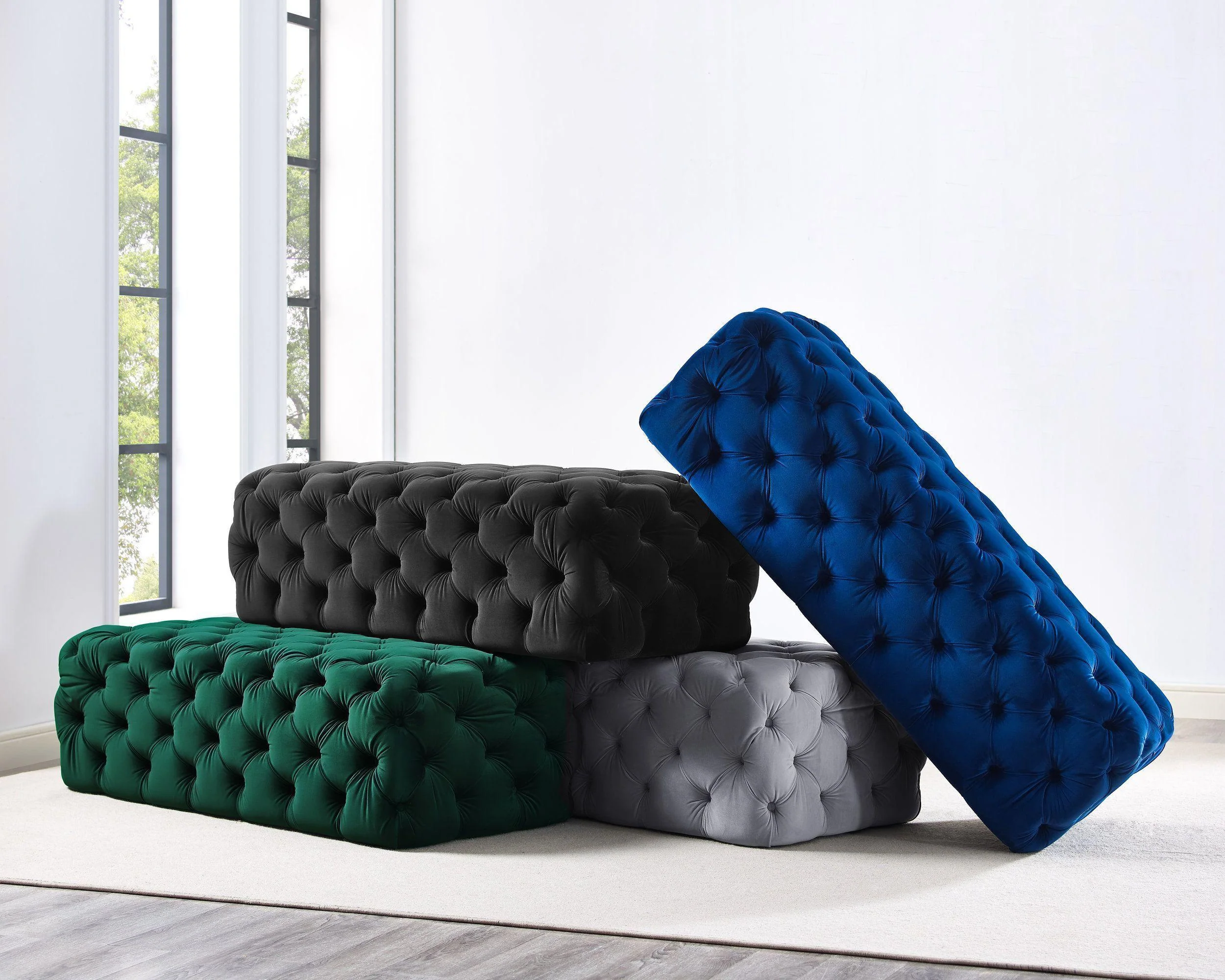 Tov Kaylee Green Velvet Ottoman - Image 6