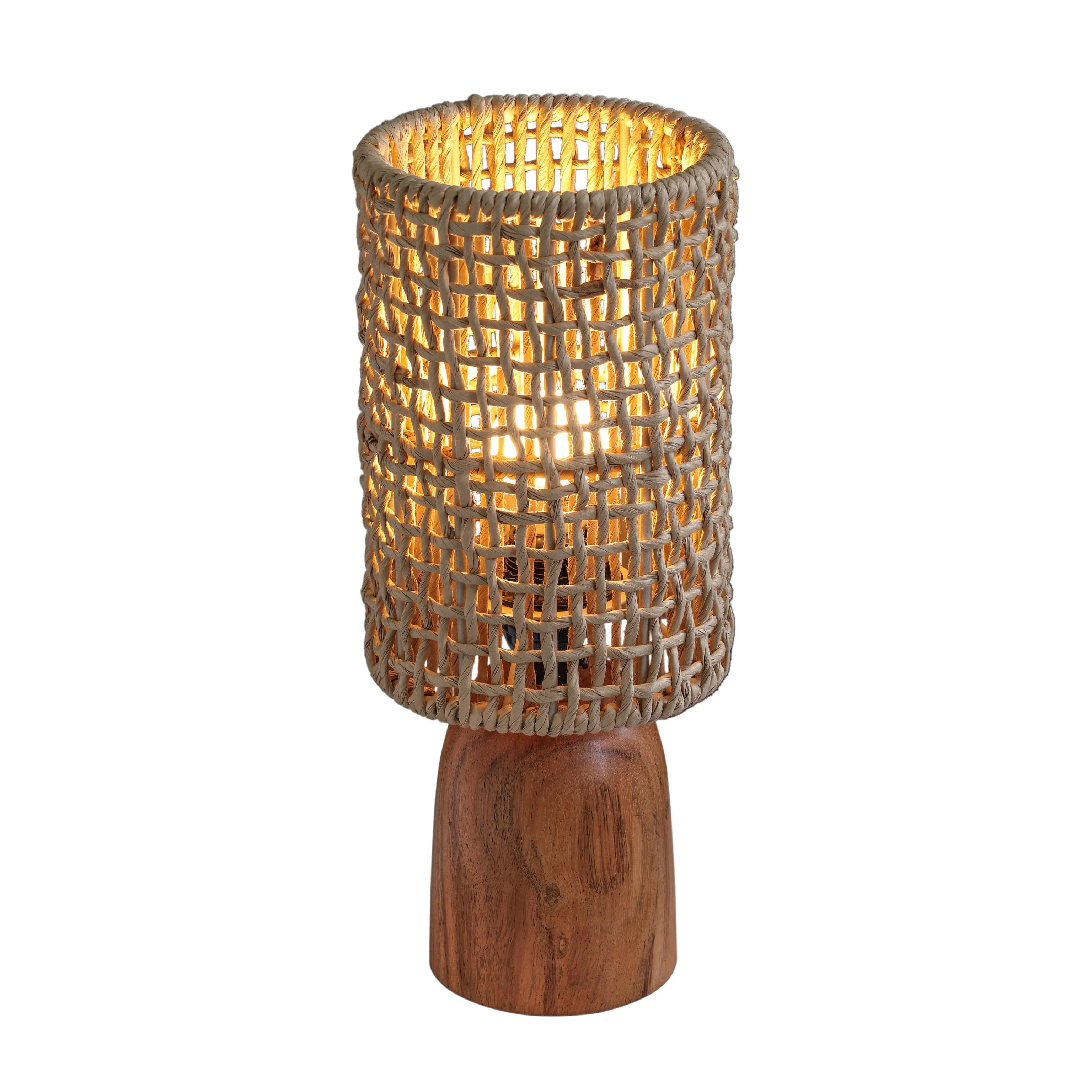 Tov Kombu Natural Raffia And Wood Small Table Lamp - Image 3