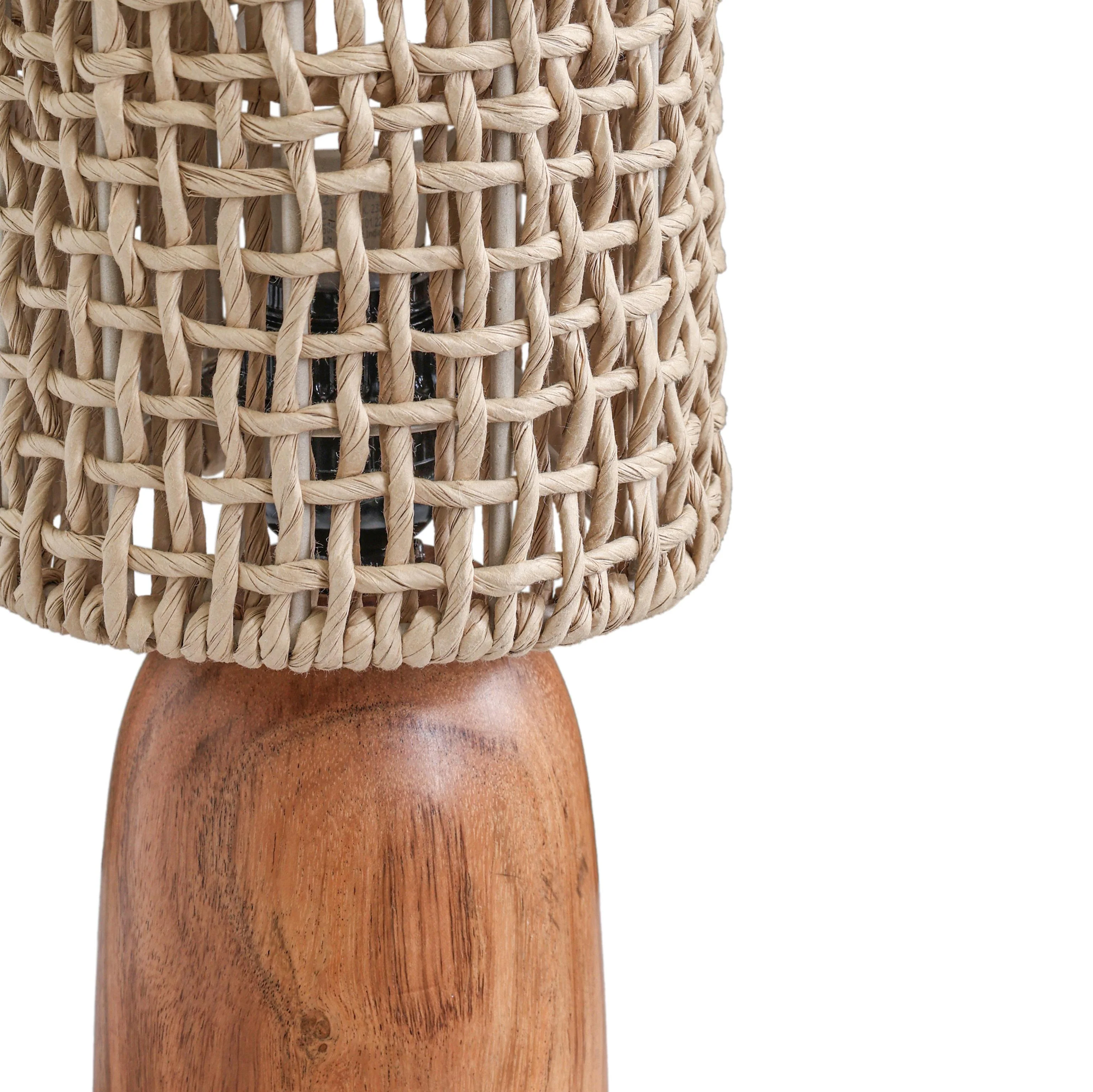 Tov Kombu Natural Raffia And Wood Small Table Lamp - Image 4