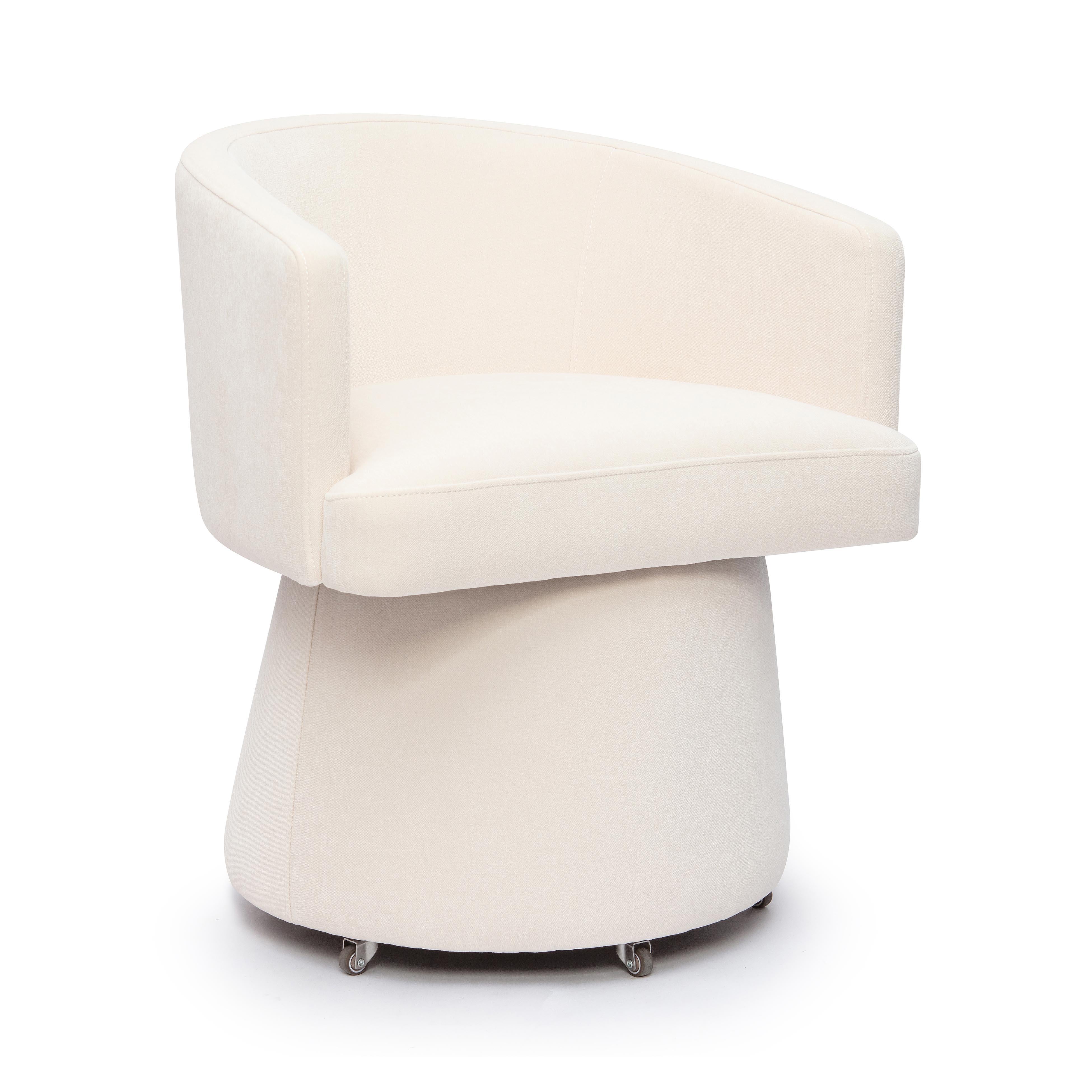 Tov Kristen Cream Upcycled Chenille Rolling Desk Chair