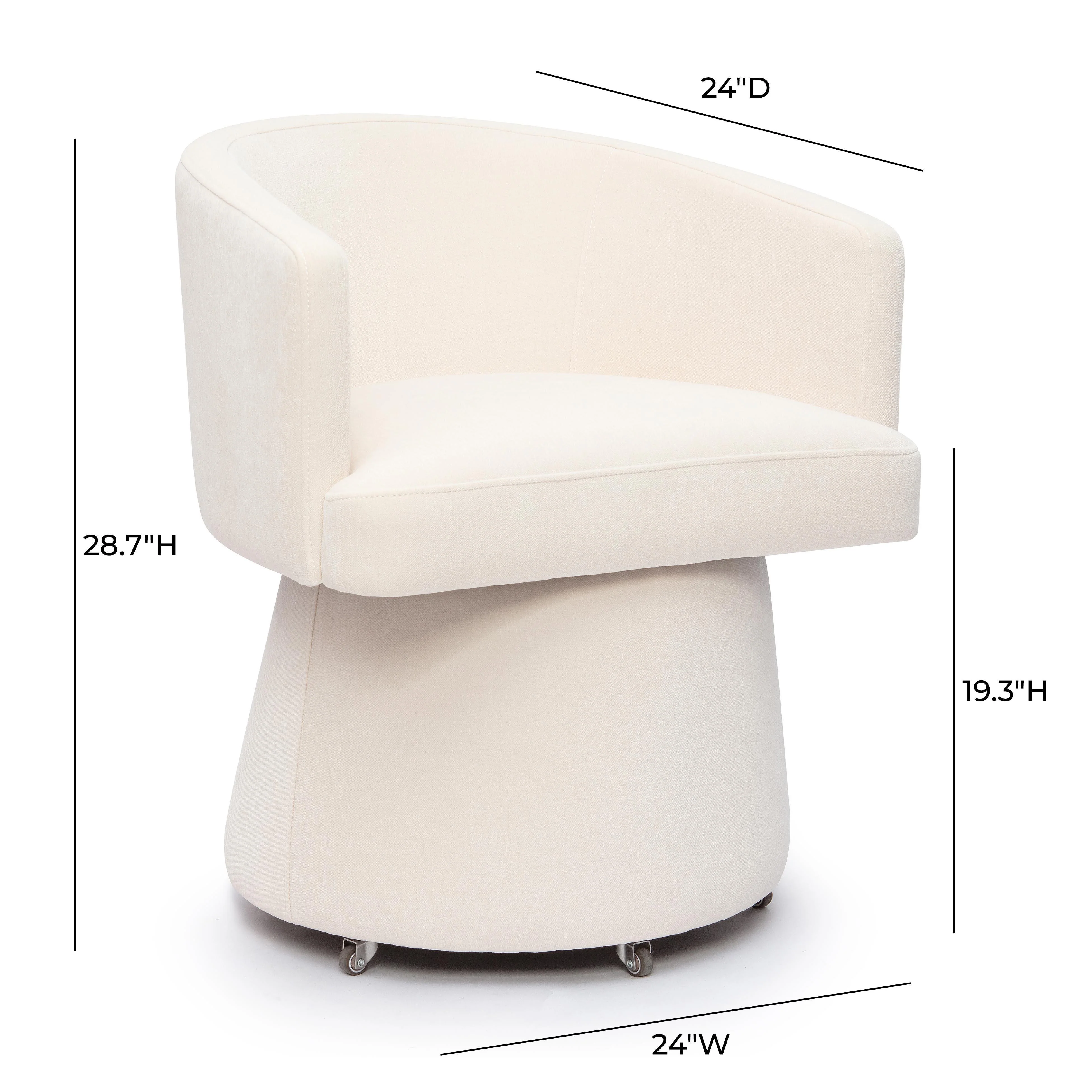 Tov Kristen Cream Upcycled Chenille Rolling Desk Chair - Image 5