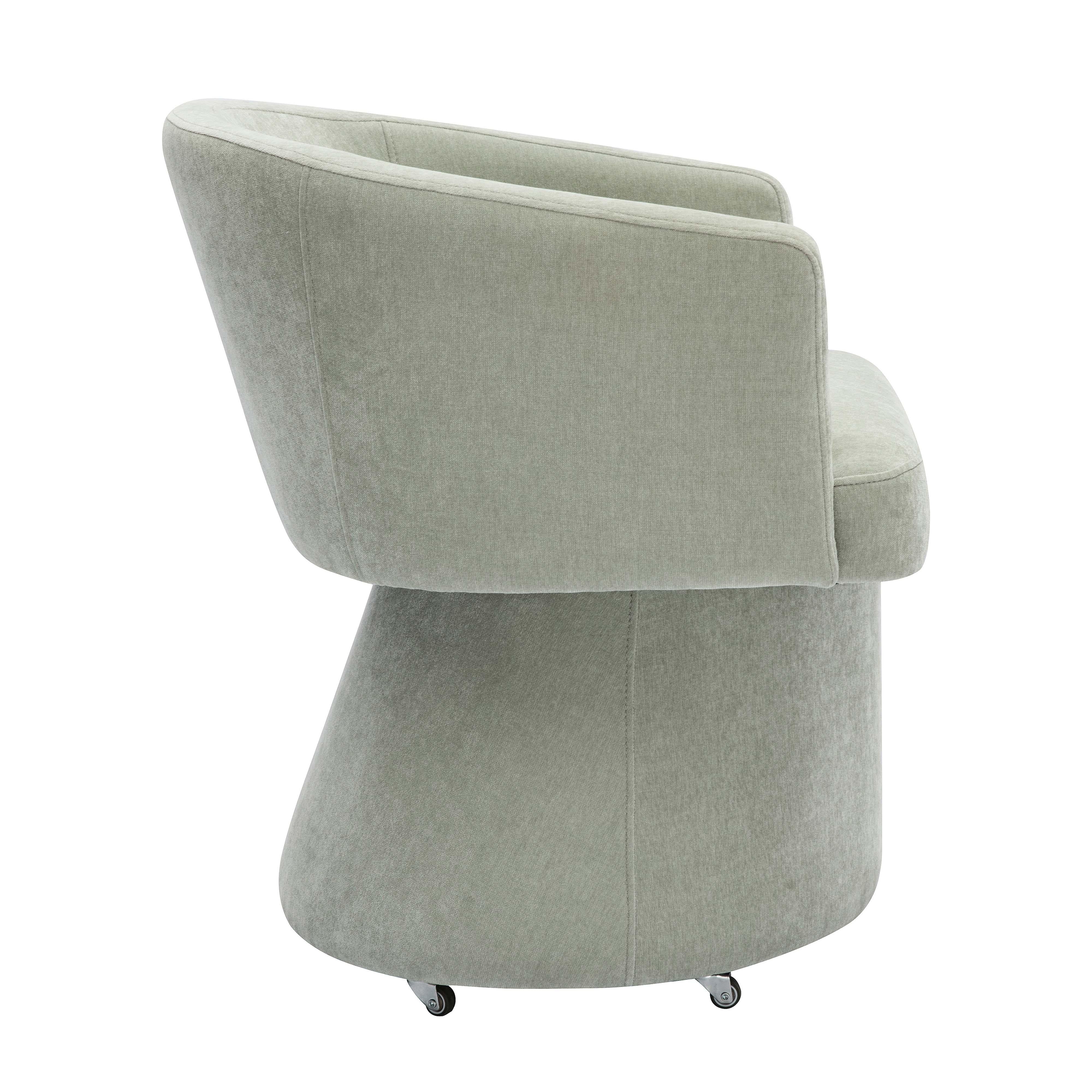 Tov Kristen Light Green Upcycled Chenille Rolling Desk Chair - Image 2